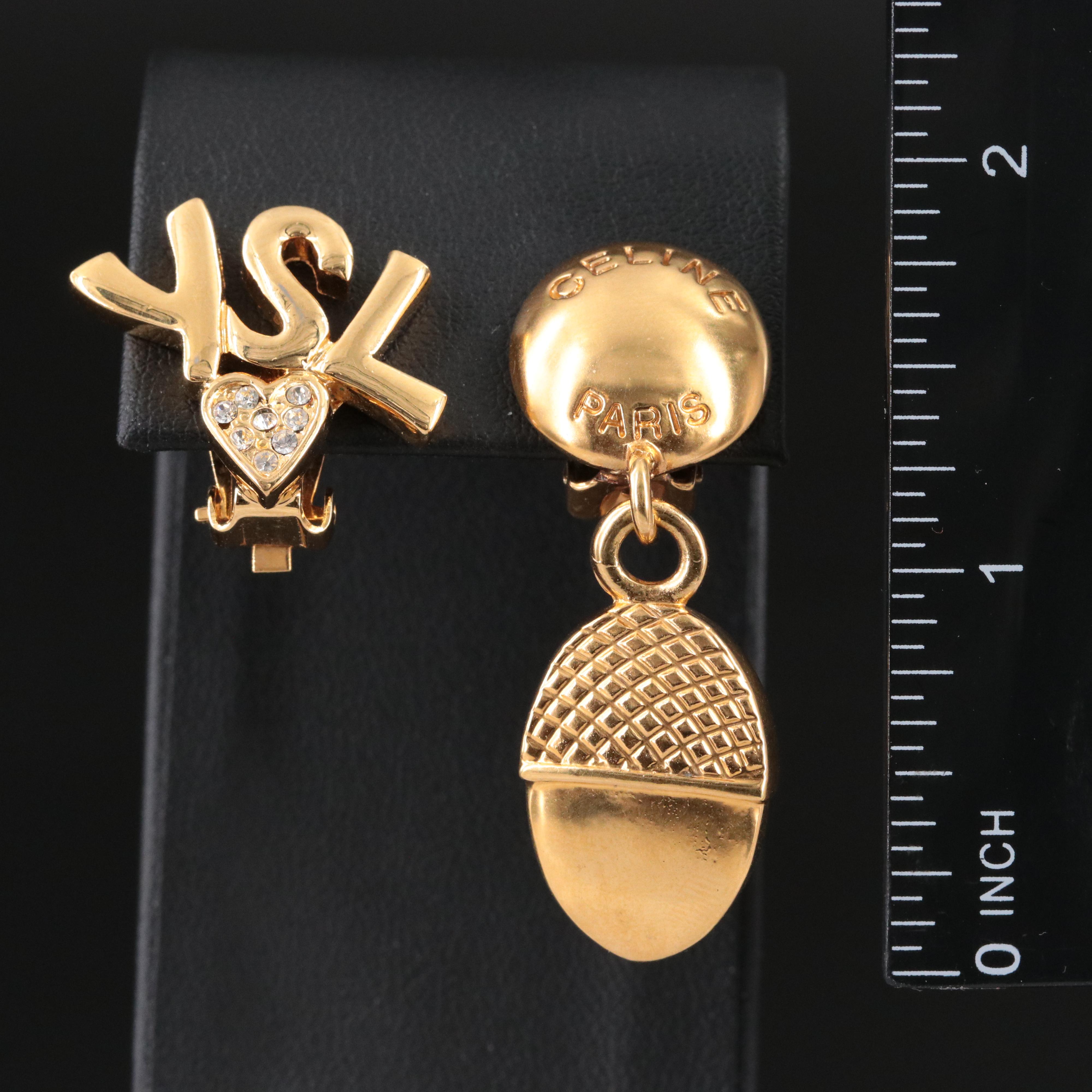 Celine and YSL Single Clip Earrings