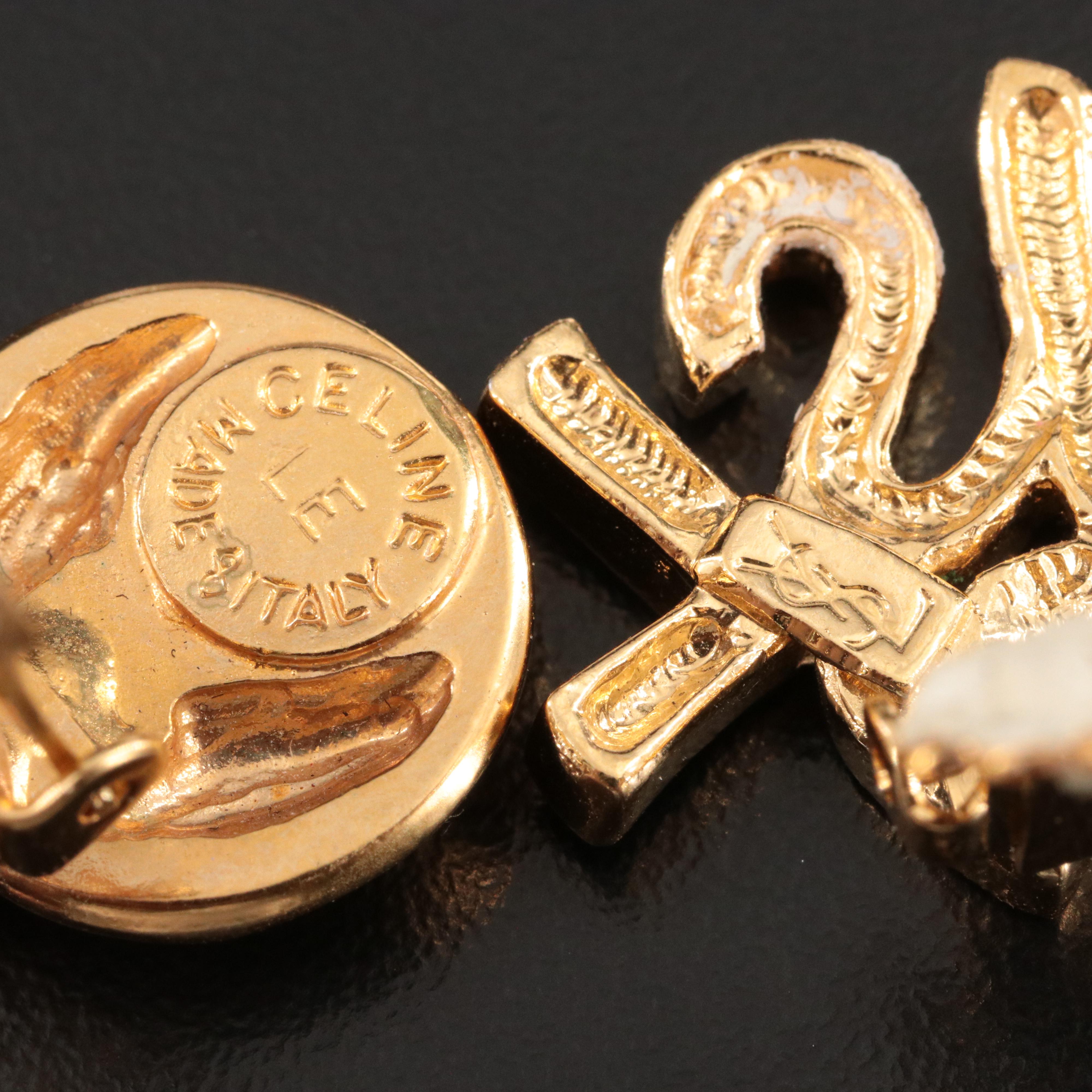 Celine and YSL Single Clip Earrings