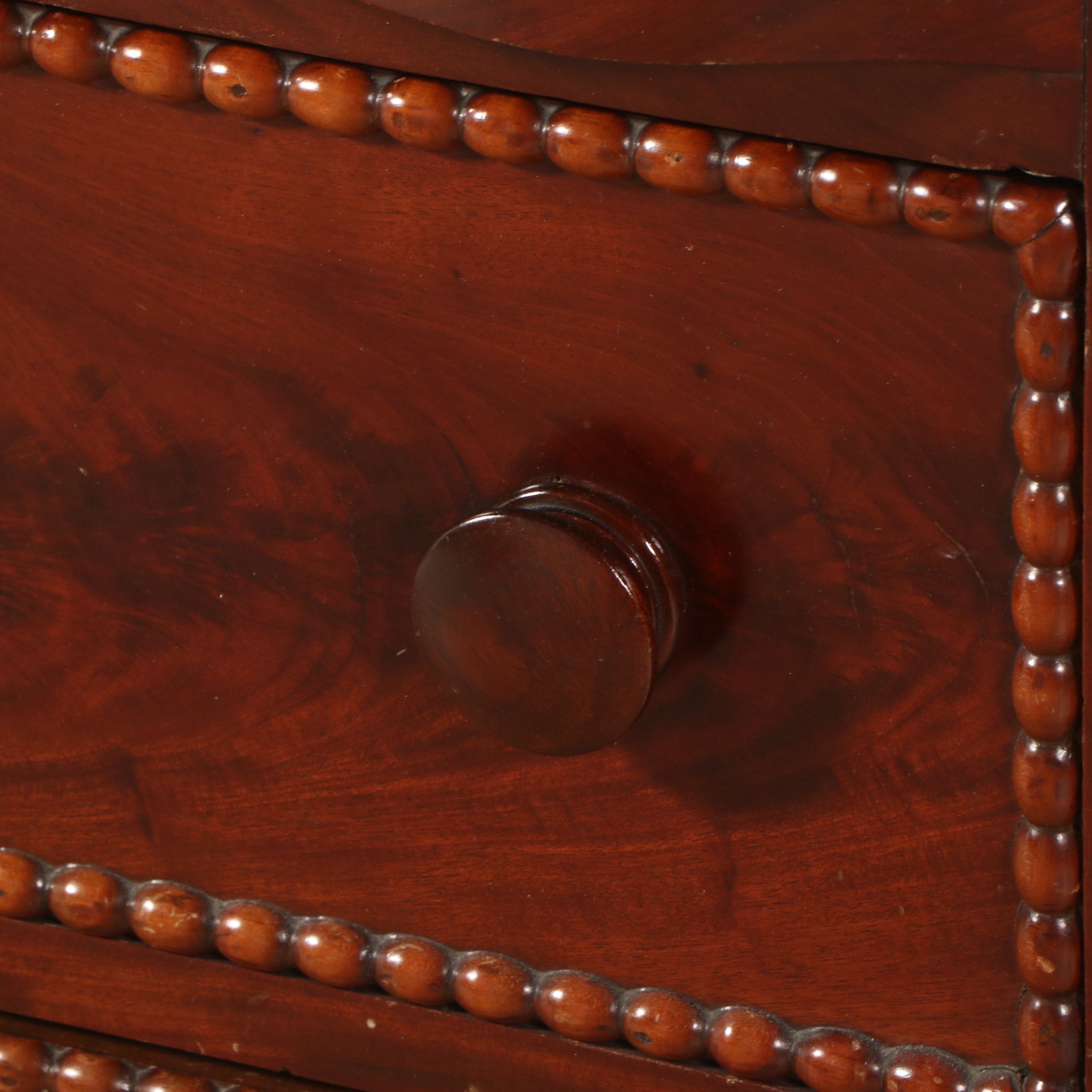 Gothic Revival Style Flame Mahogany and Wood Marble Dresser with Glove Drawers