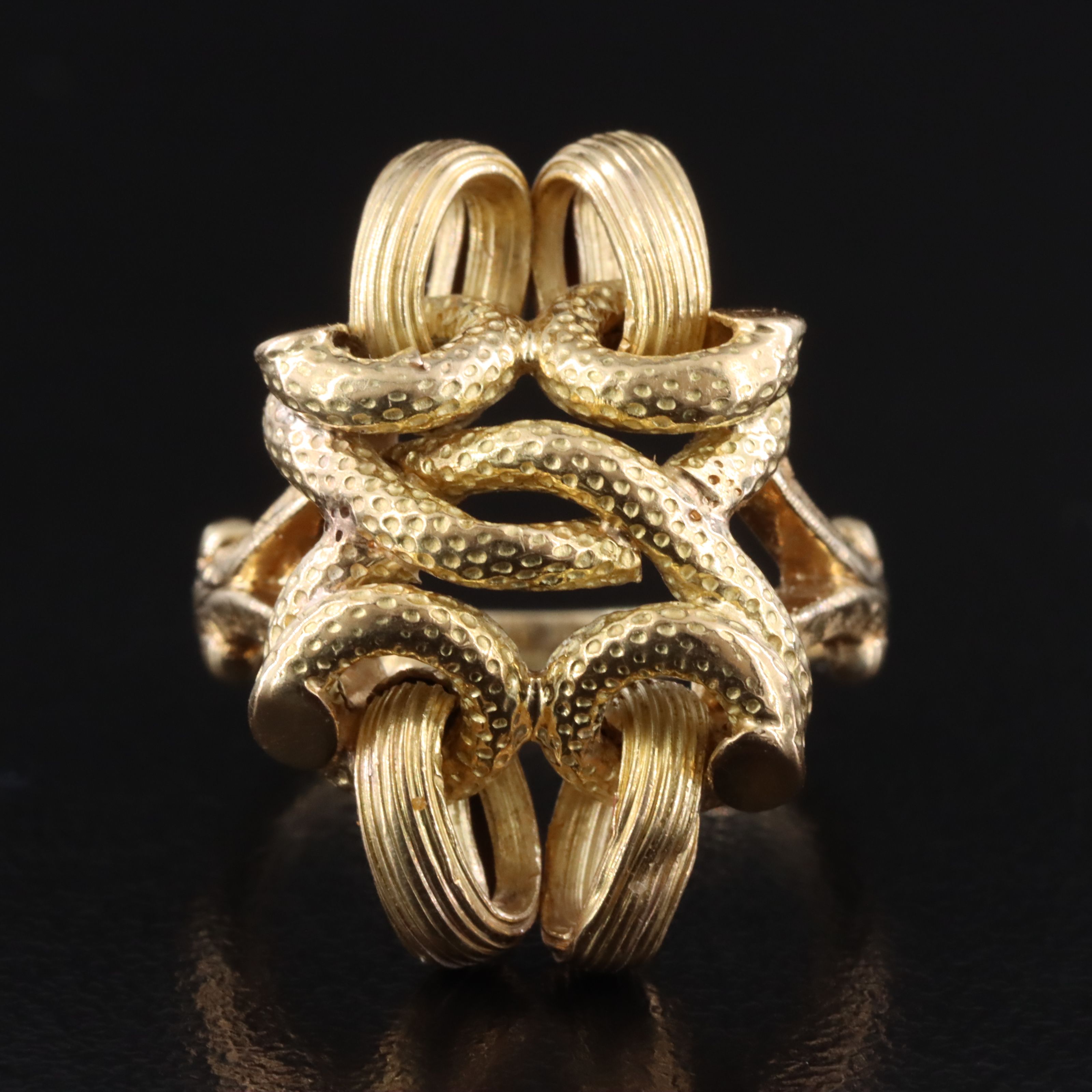 18K and 14K Knot Ring with Fluted Details