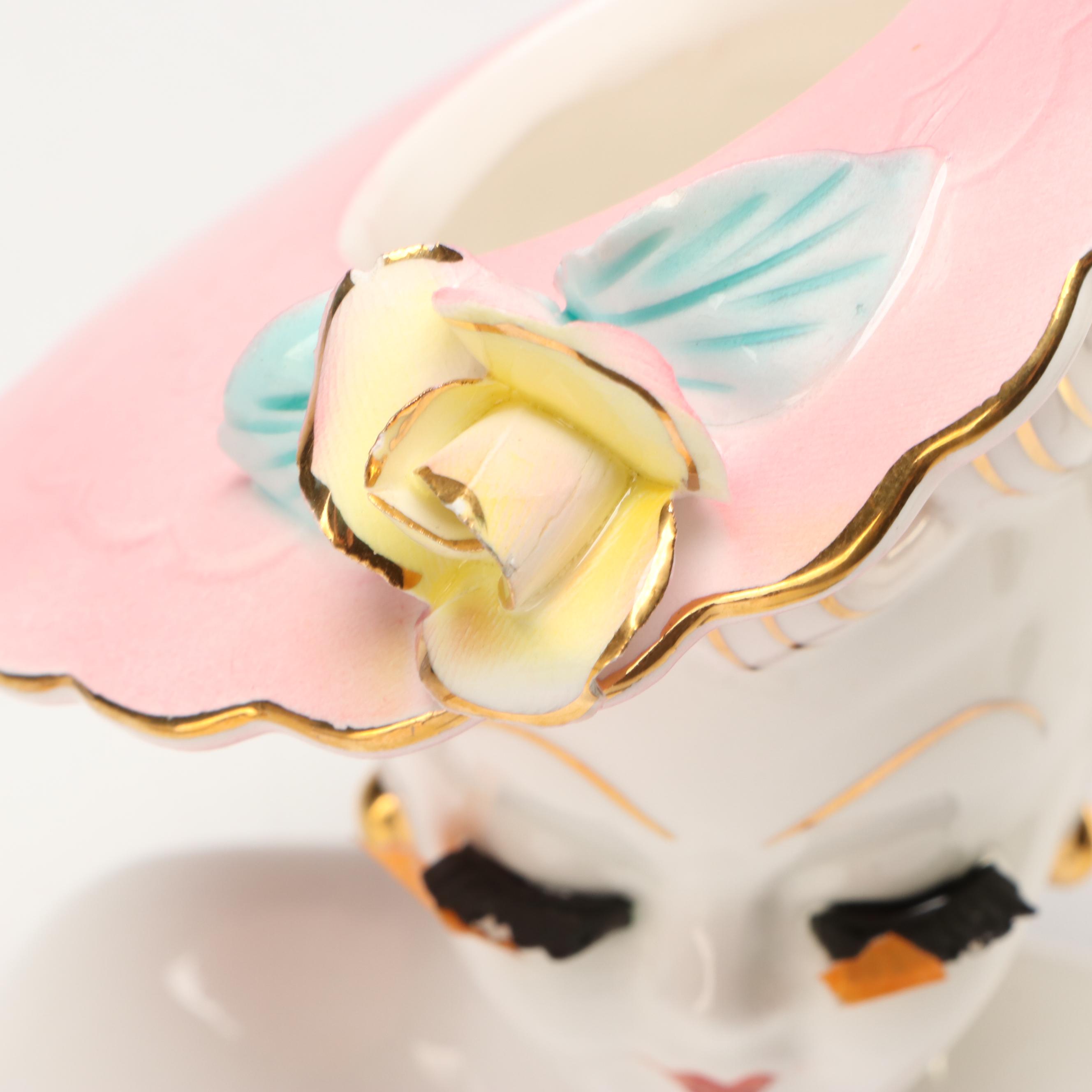 Volupté Compact, Lefton Lady Head Vase, Iroquois Beaded Purse & Accessories