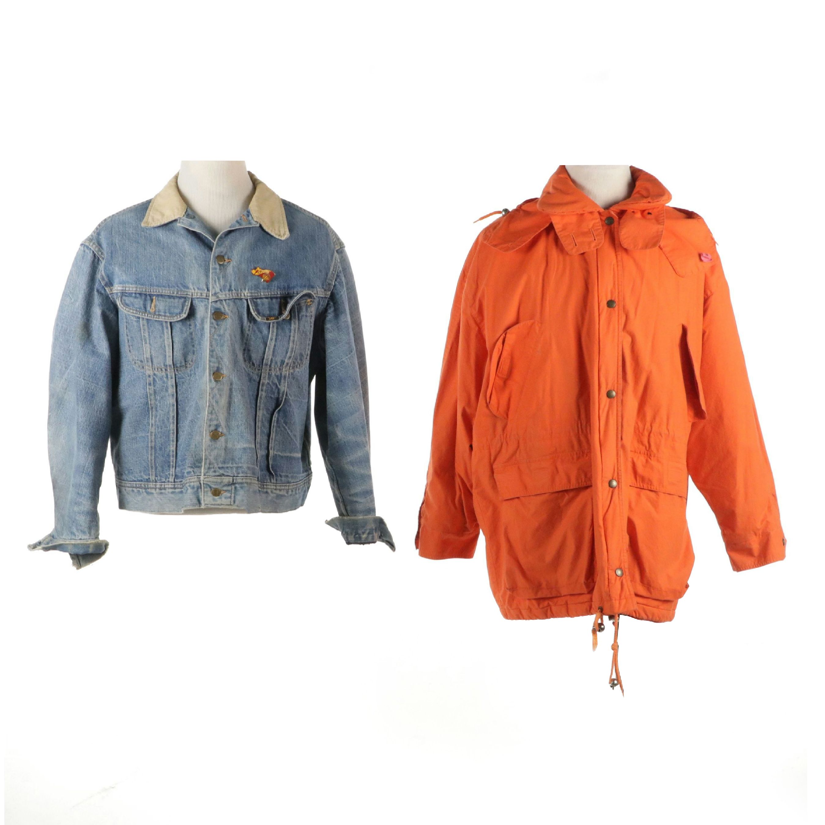 Men's Lee Storm Rider Jean Jacket and DKNY Orange Hooded Windbreaker