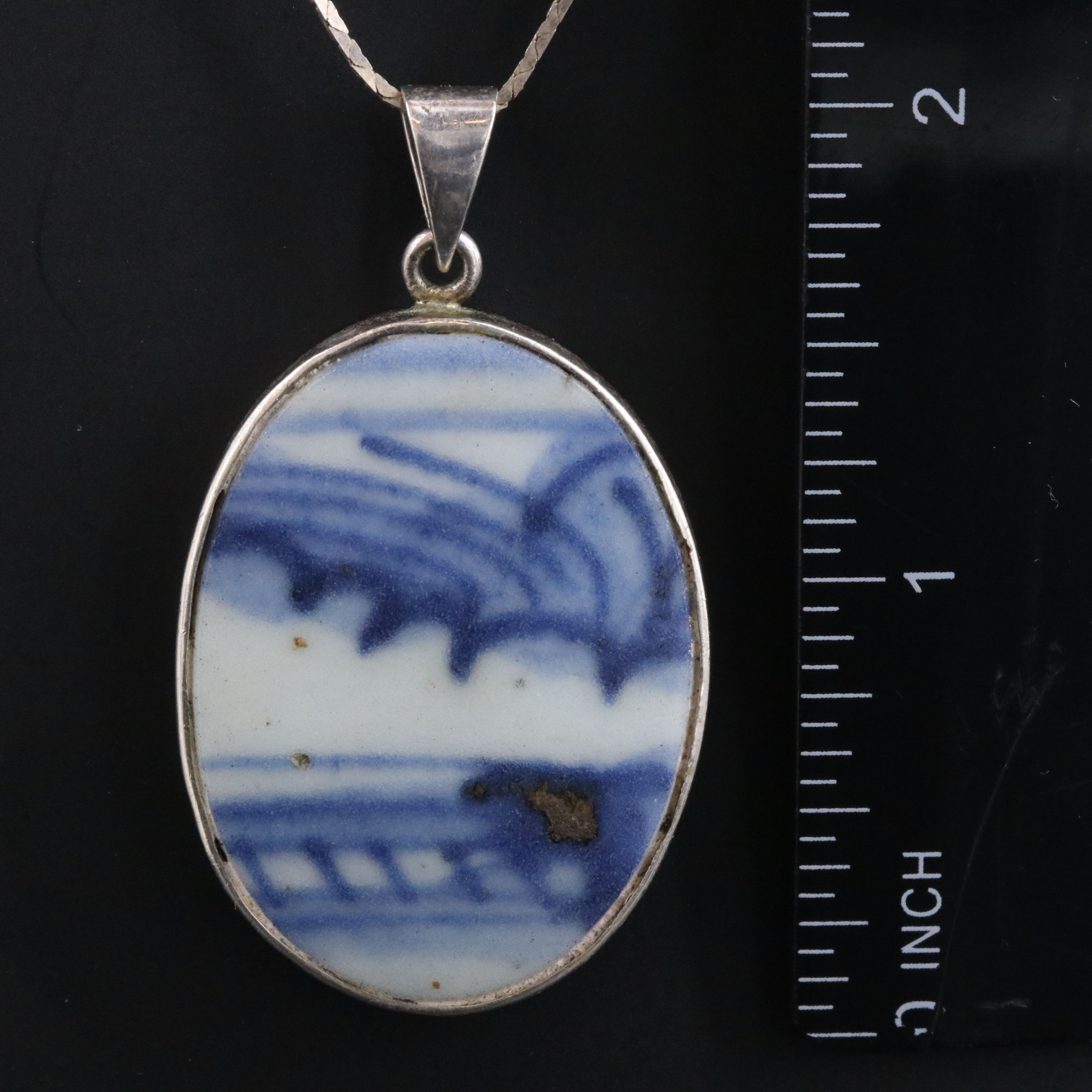 Sterling Pottery Pendant Necklace