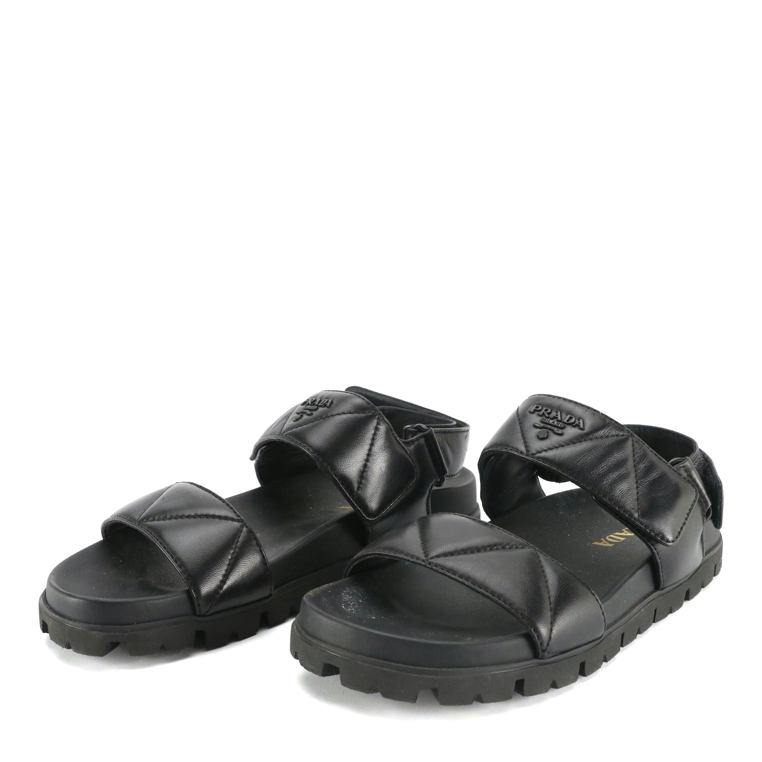 Prada Sport Black Leather Sandals