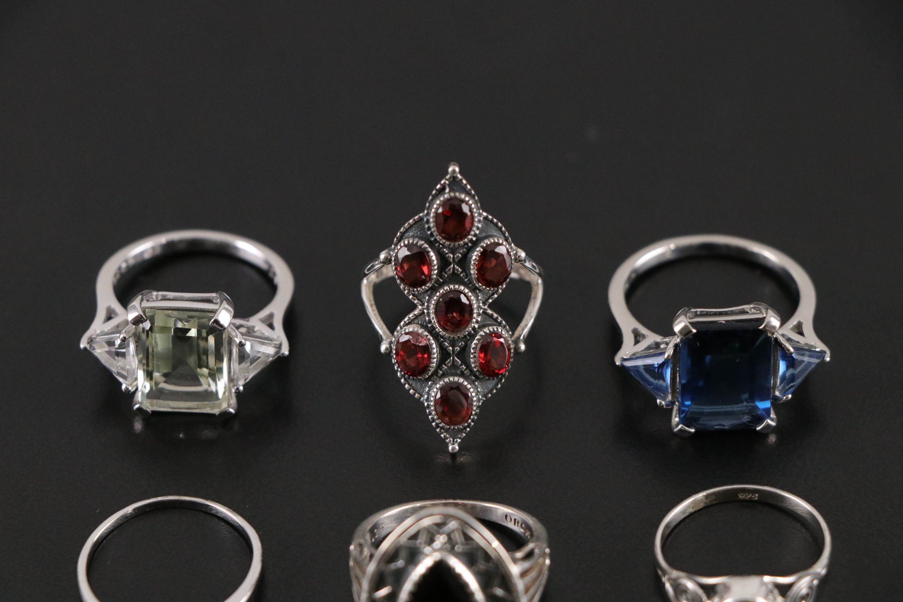 14 Assorted Sterling Silver Rings, Necklaces and Earrings