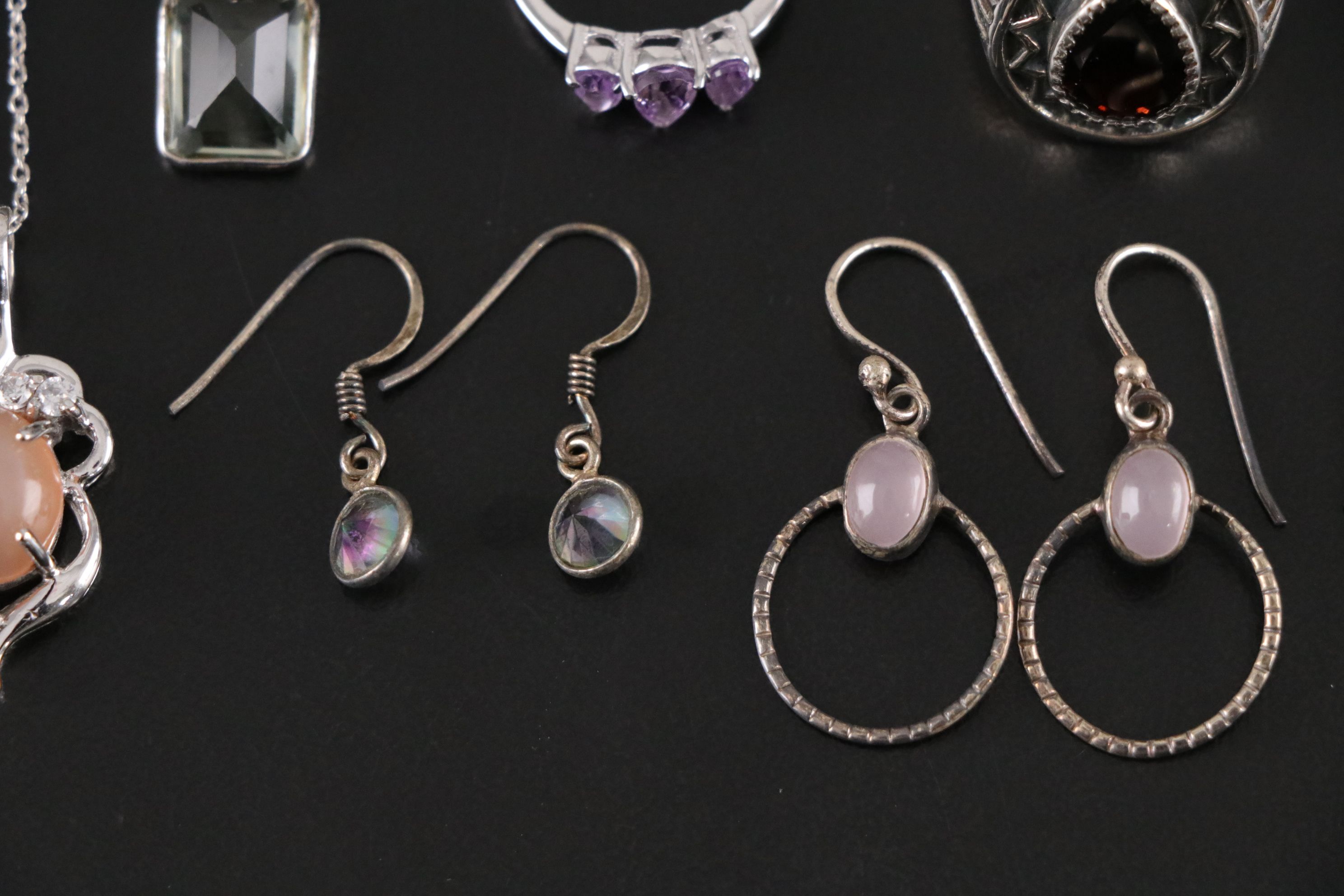 14 Assorted Sterling Silver Rings, Necklaces and Earrings