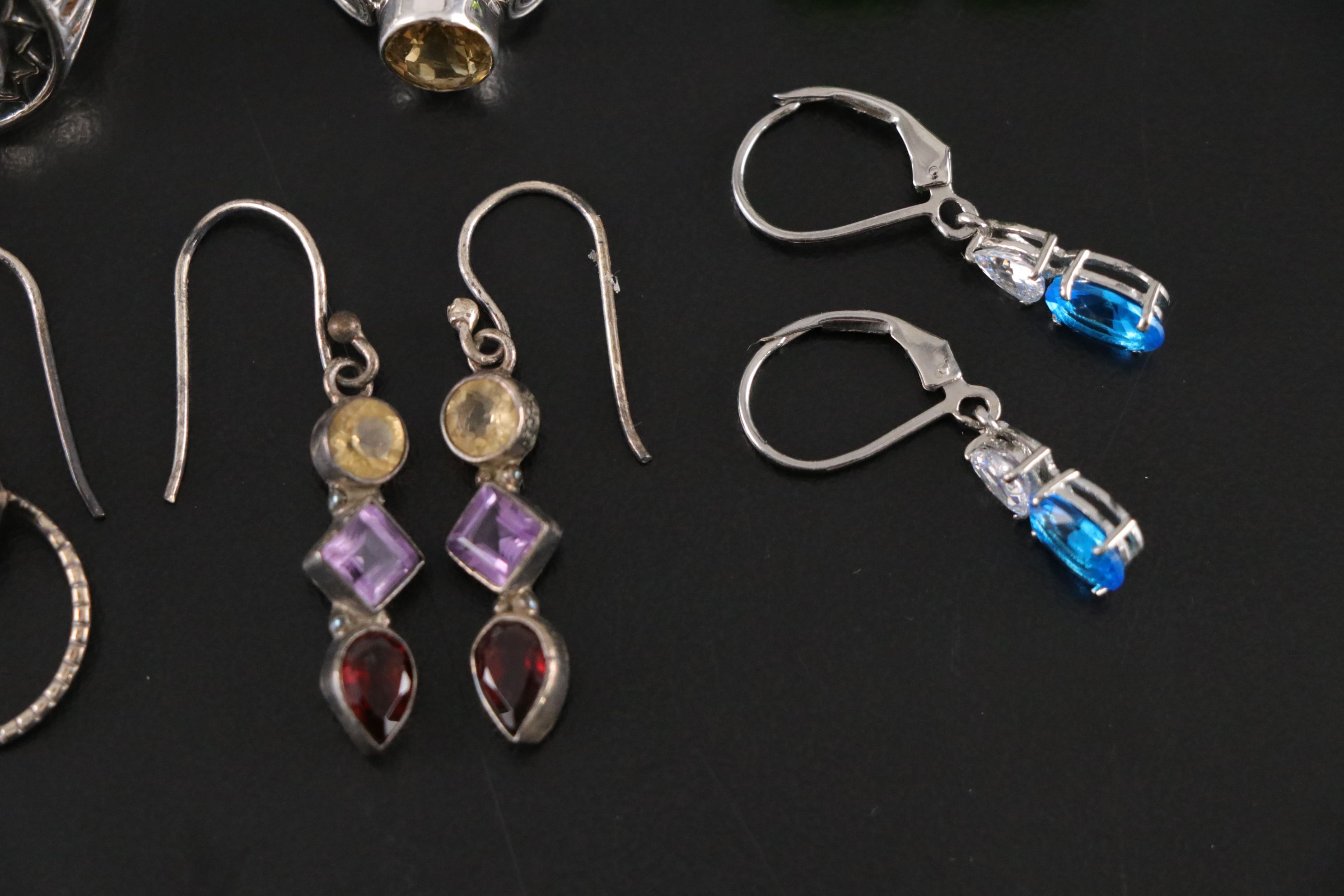 14 Assorted Sterling Silver Rings, Necklaces and Earrings