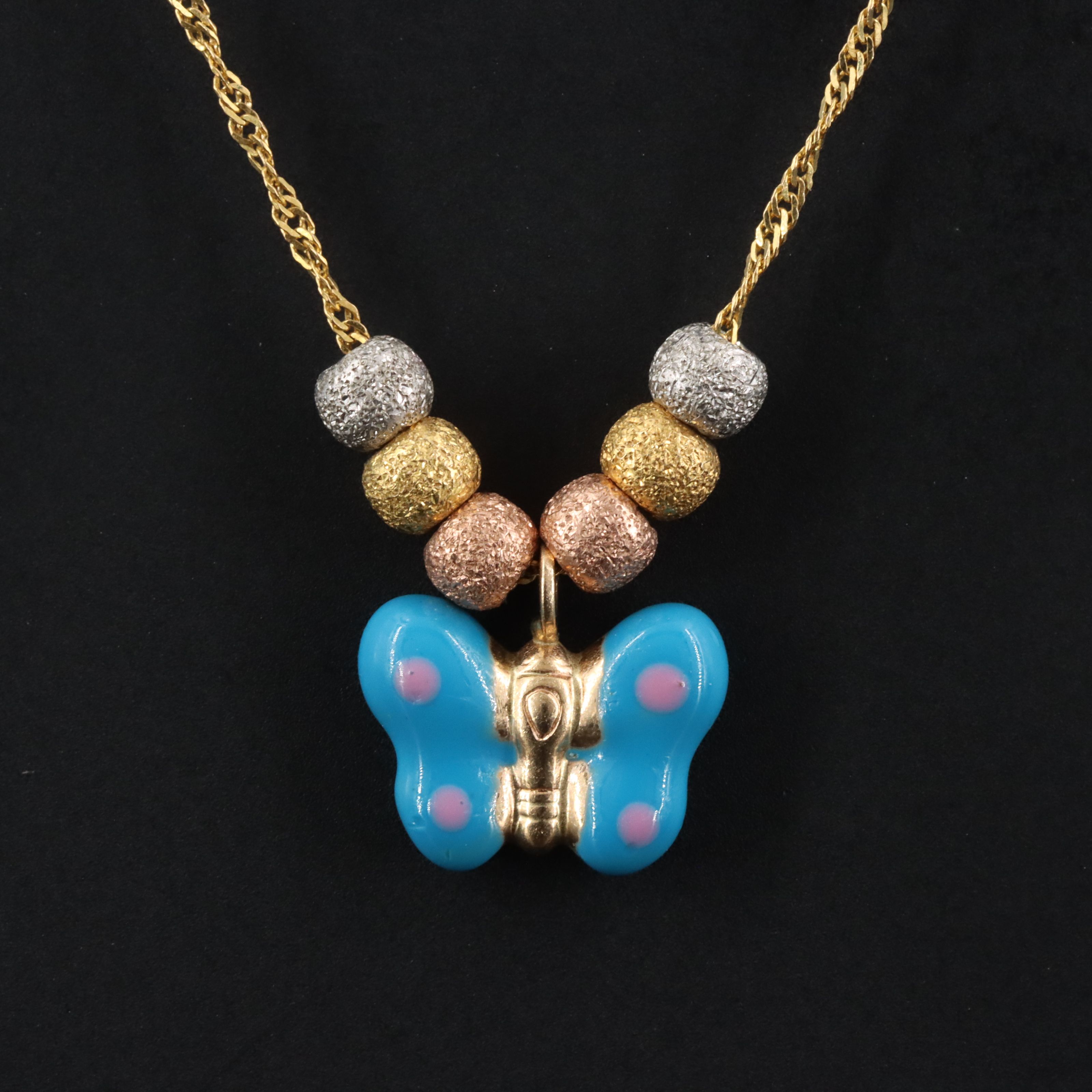 14K Enamel Butterfly Necklace