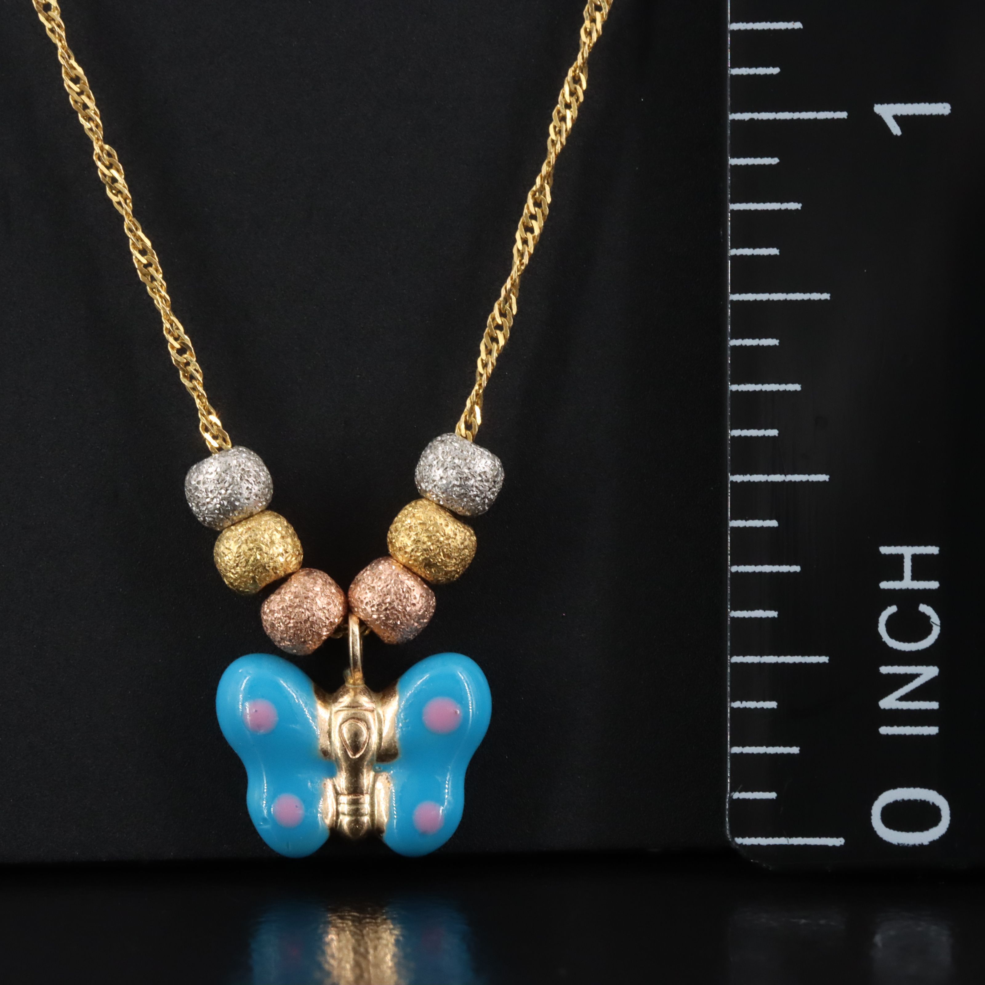 14K Enamel Butterfly Necklace