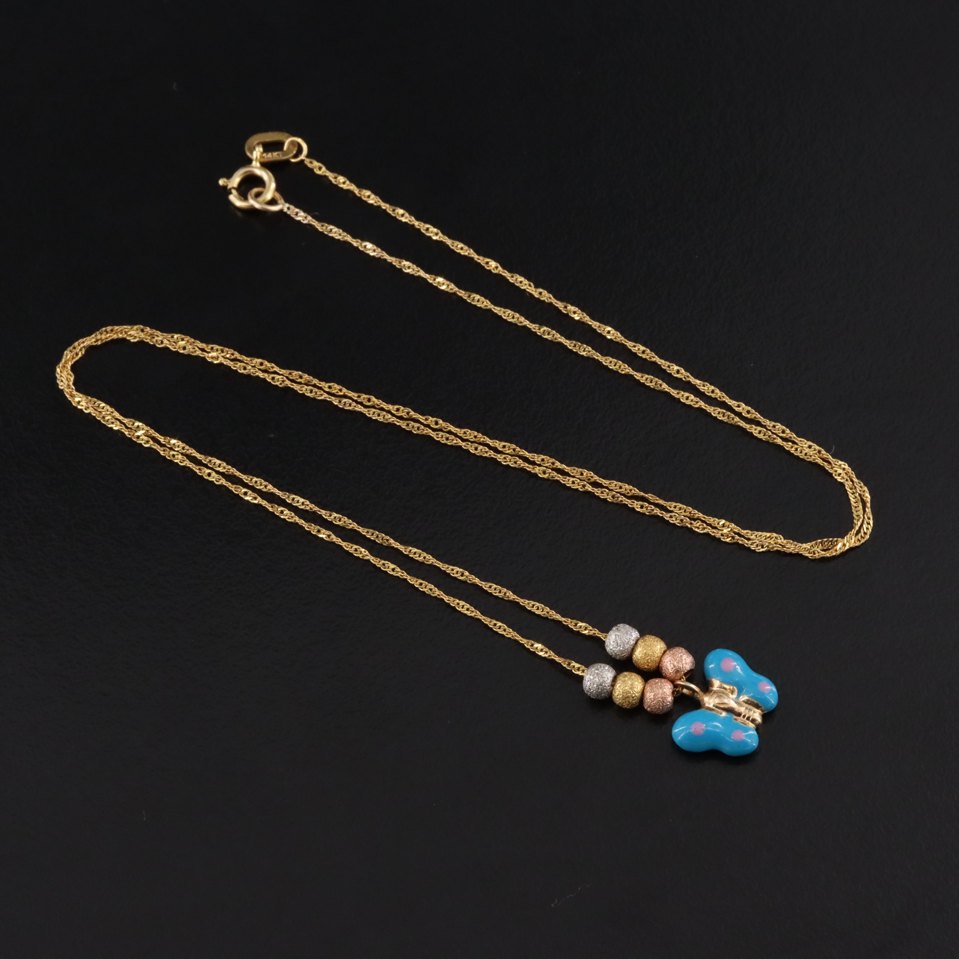 14K Enamel Butterfly Necklace