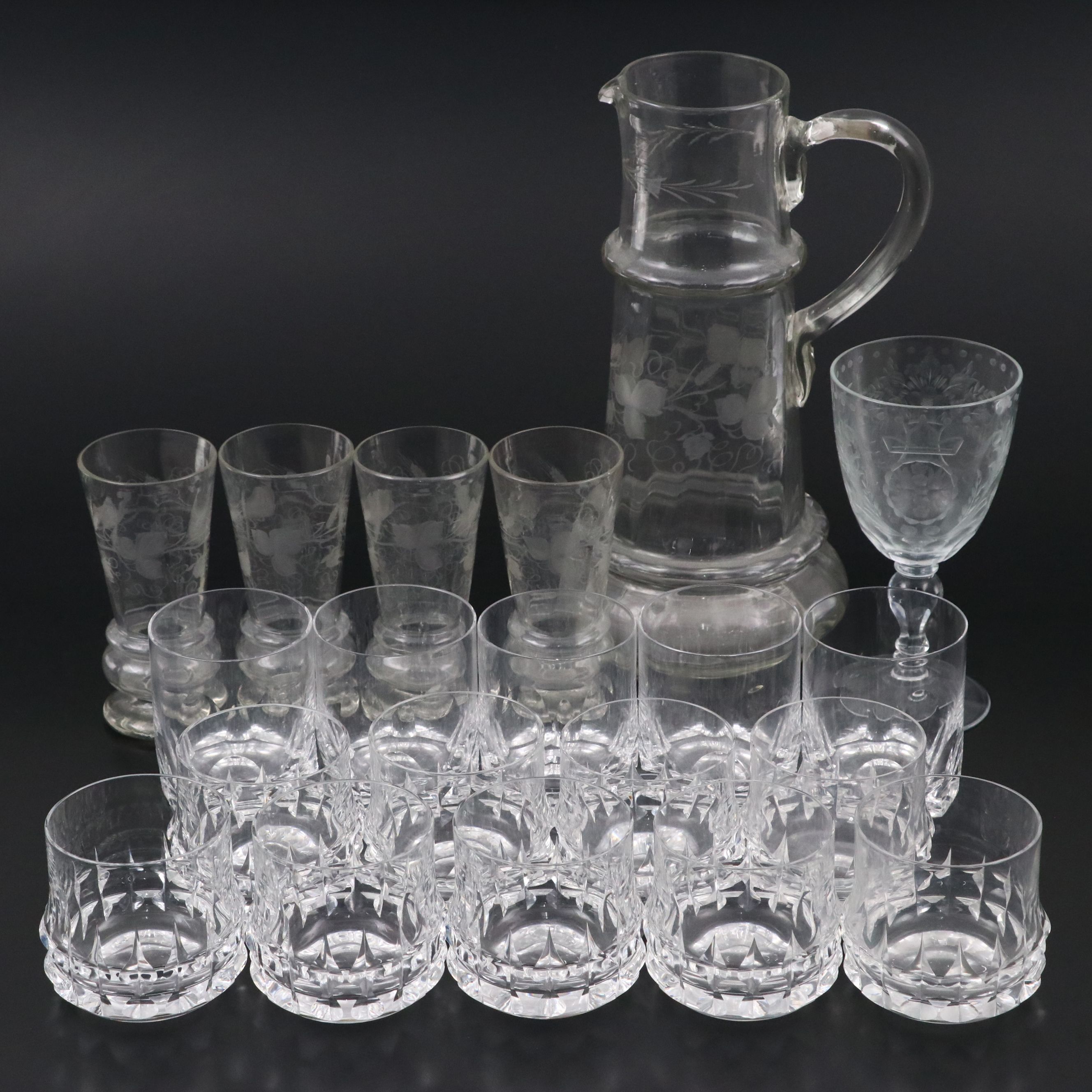 Rosenthal "Holdfast" with Other Cocktail Glasses and Wheel Cut Lemonade Set
