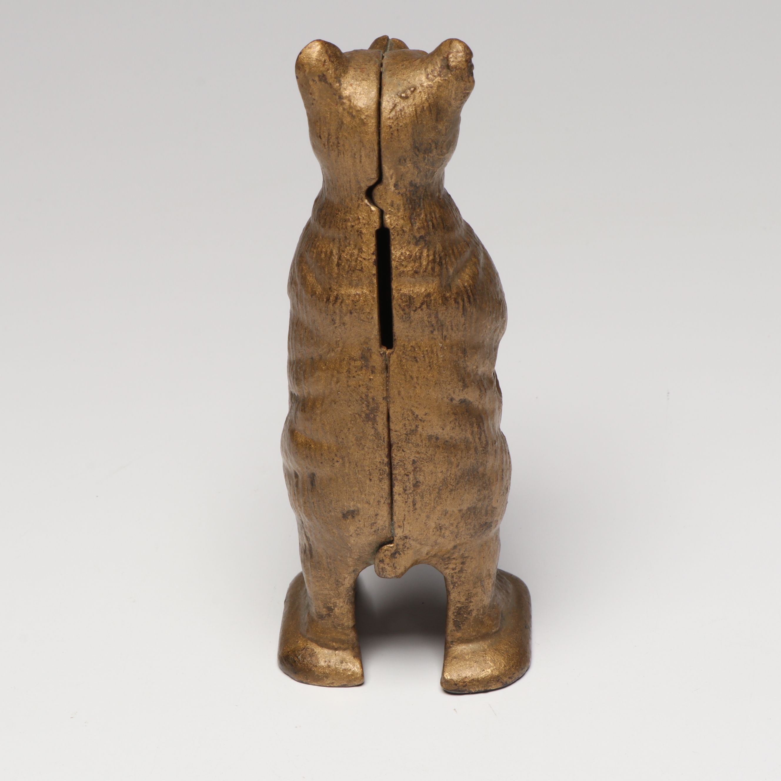 Brass Finish Cast Metal Bear and Pig Coin Bank