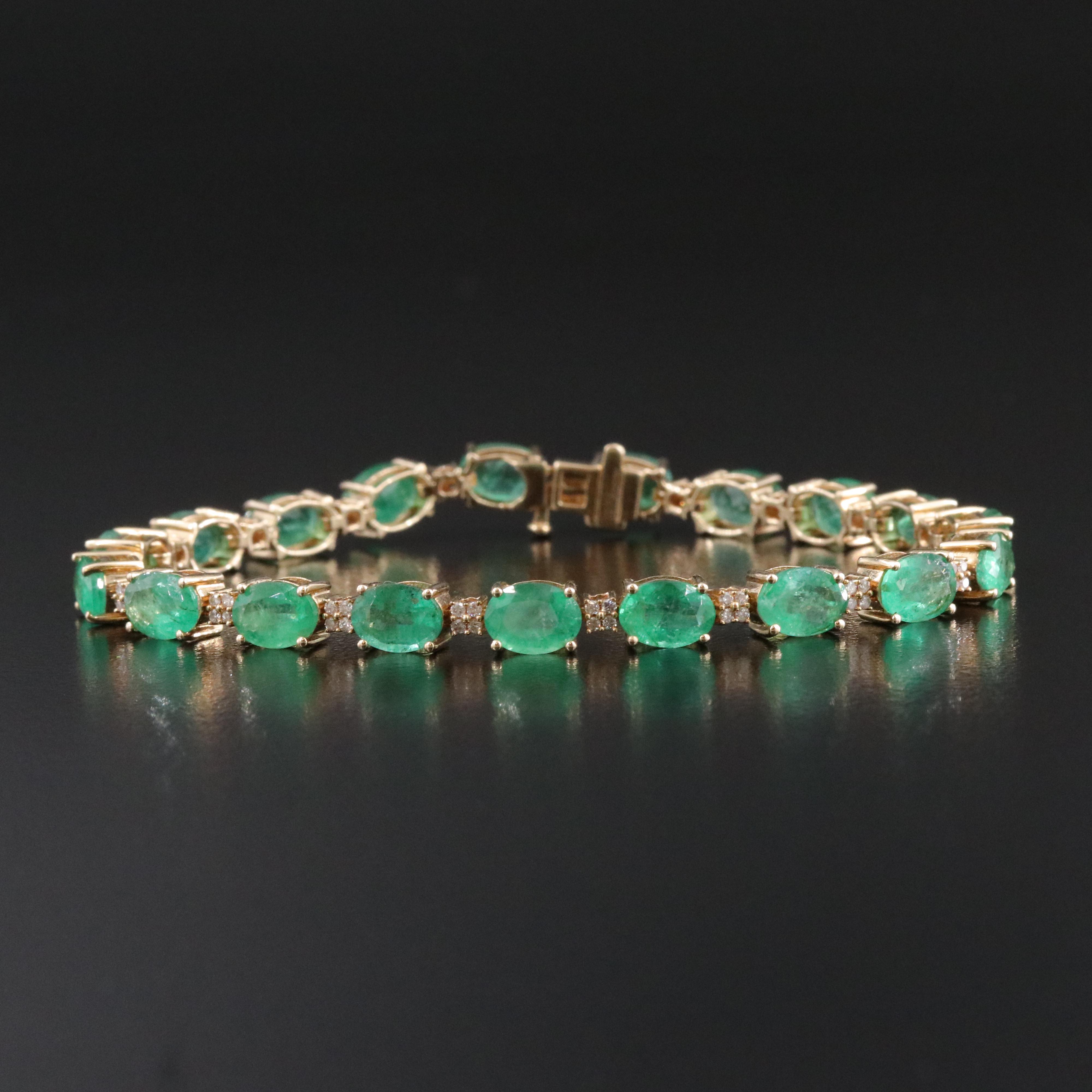 14K Emerald and Diamond Bracelet