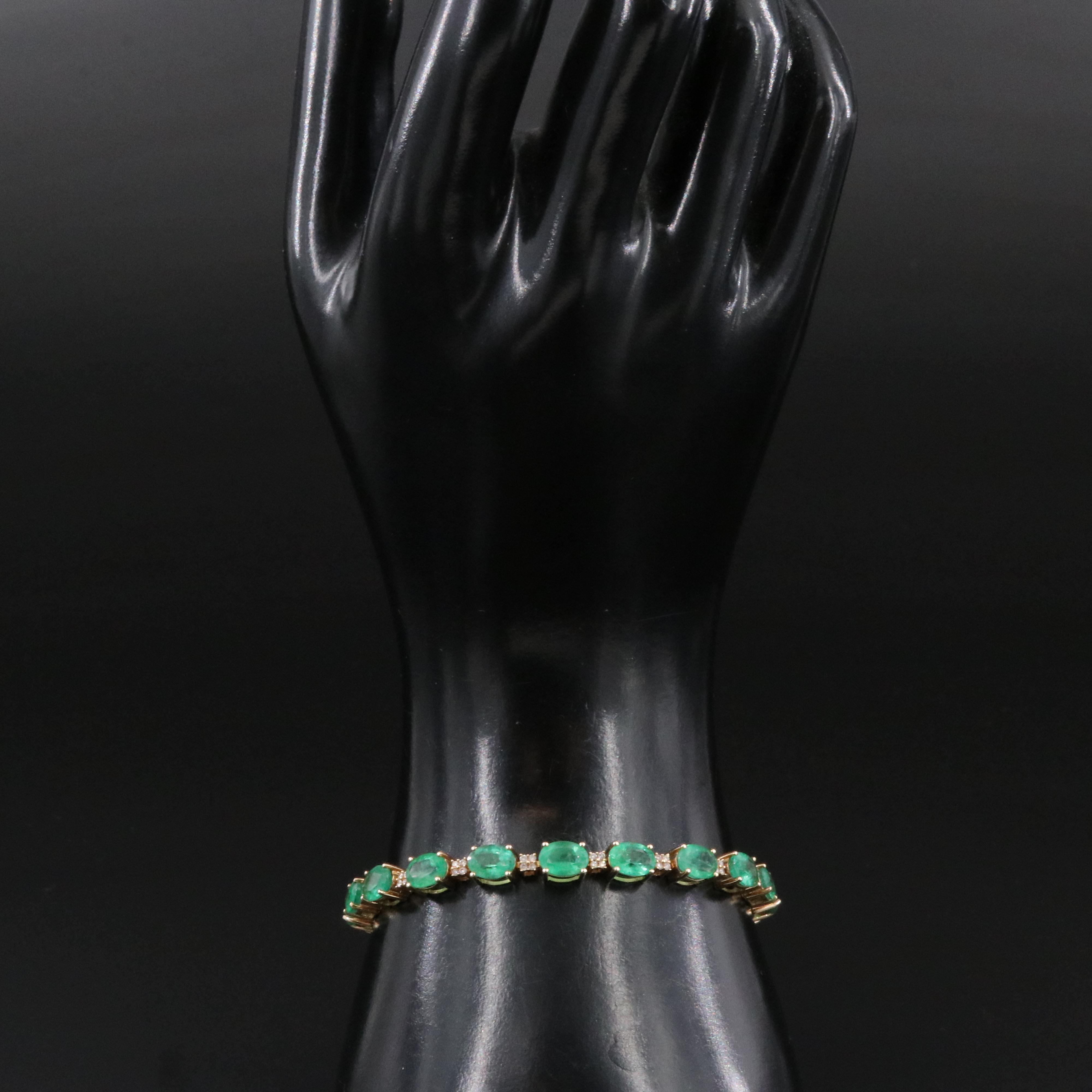 14K Emerald and Diamond Bracelet