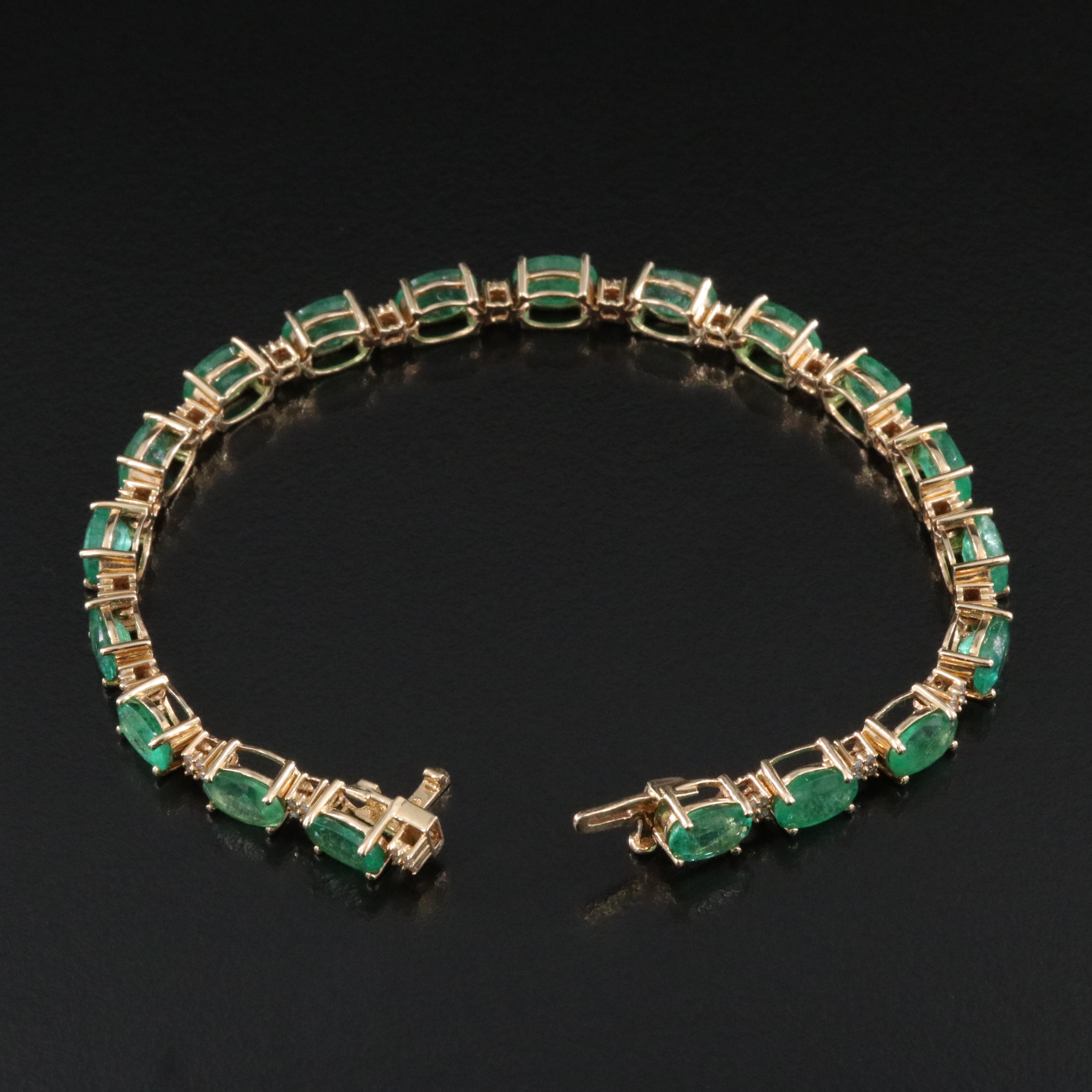 14K Emerald and Diamond Bracelet