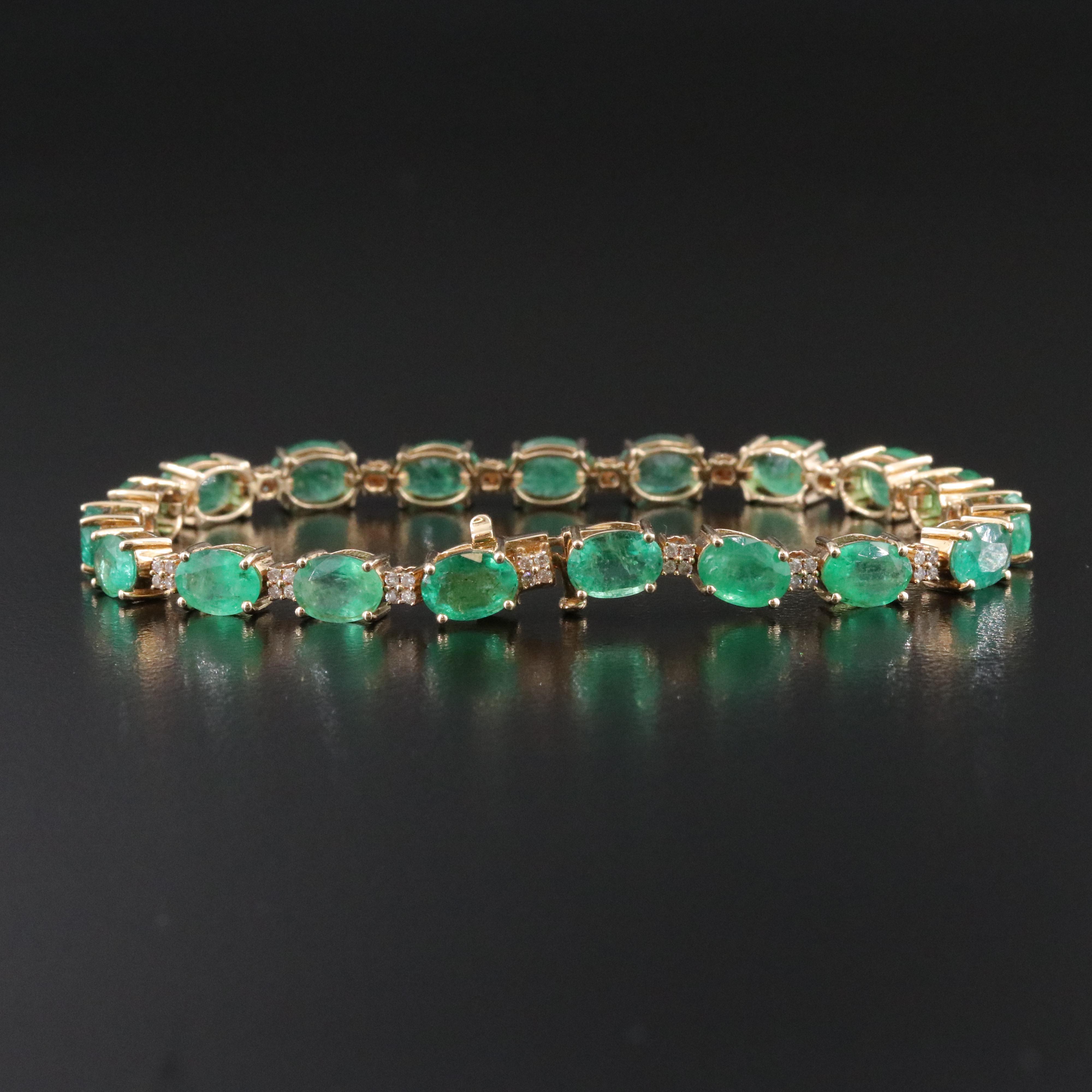 14K Emerald and Diamond Bracelet