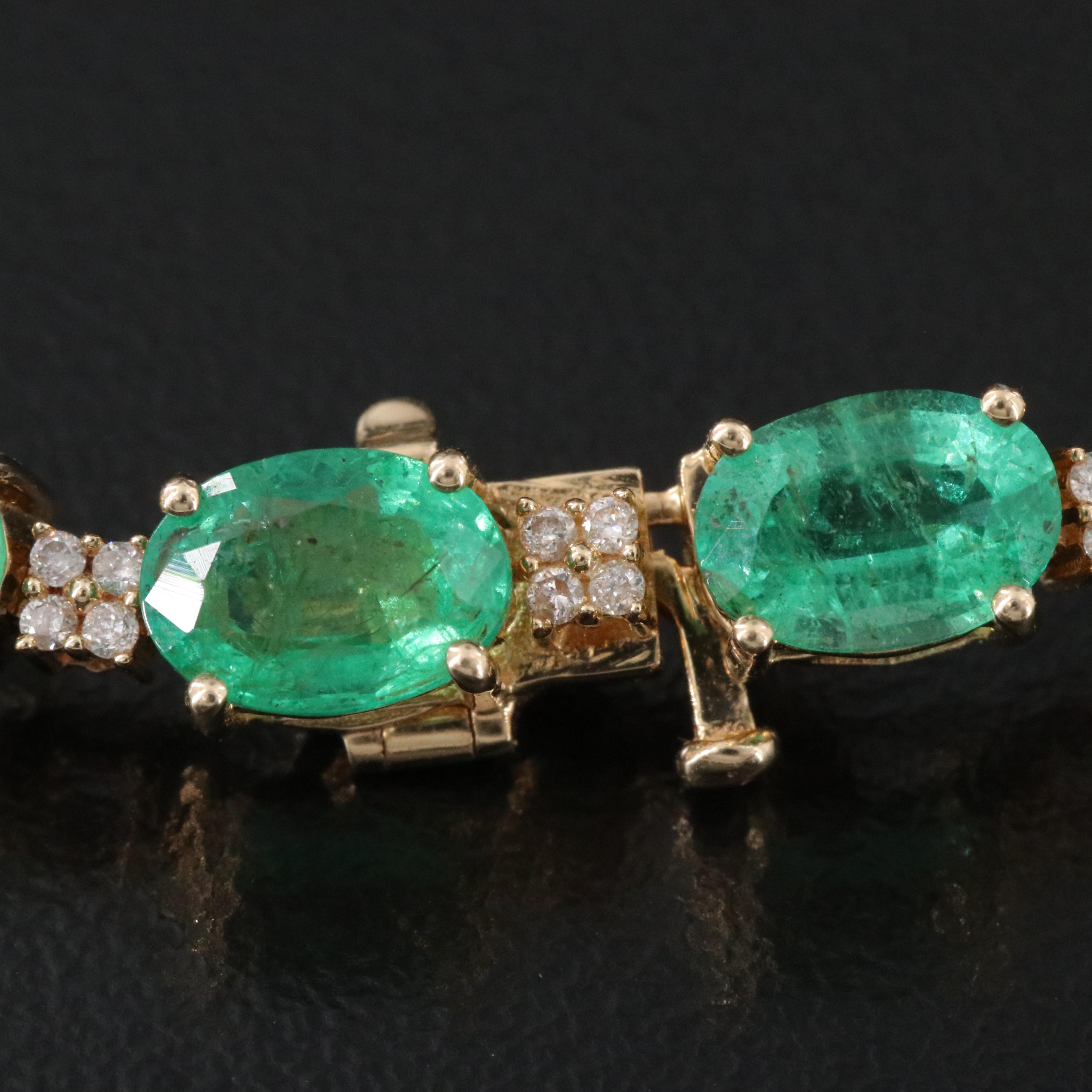 14K Emerald and Diamond Bracelet