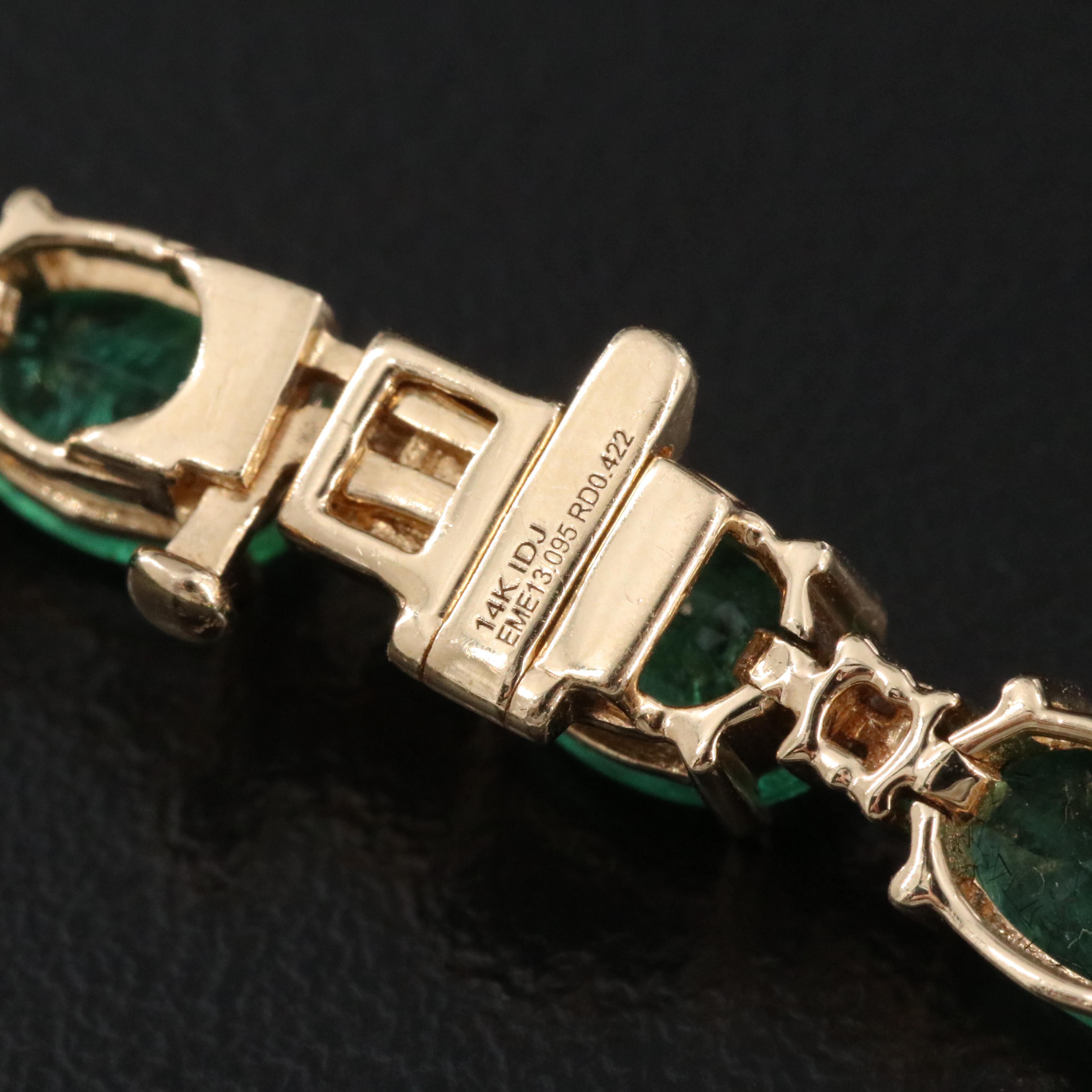 14K Emerald and Diamond Bracelet