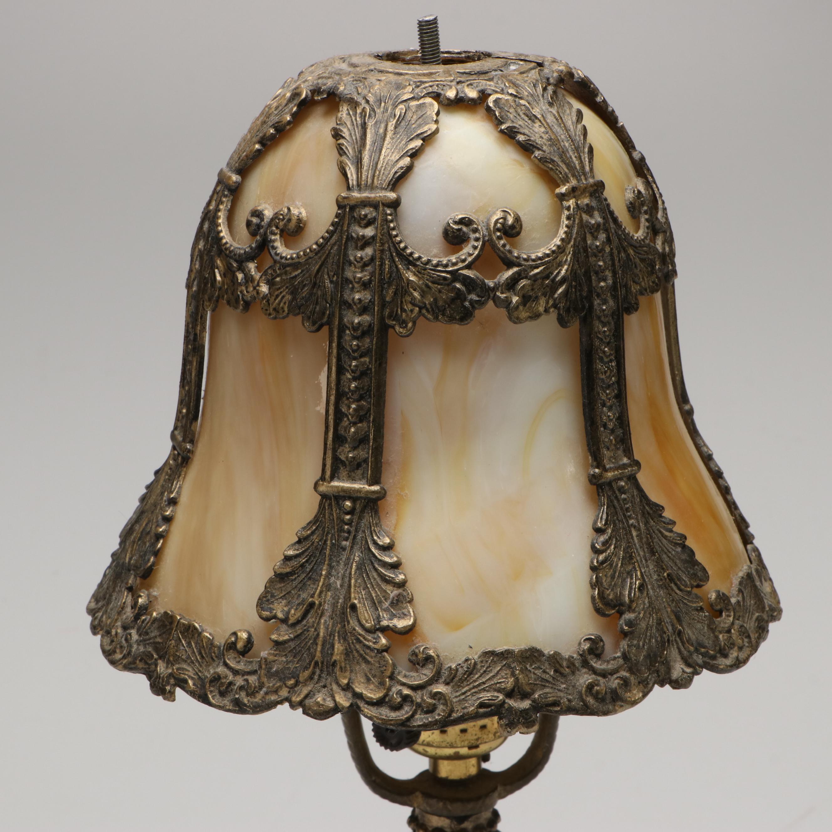 Salem Brothers Art Nouveau Slag Glass Table Lamp, Early 20th Century