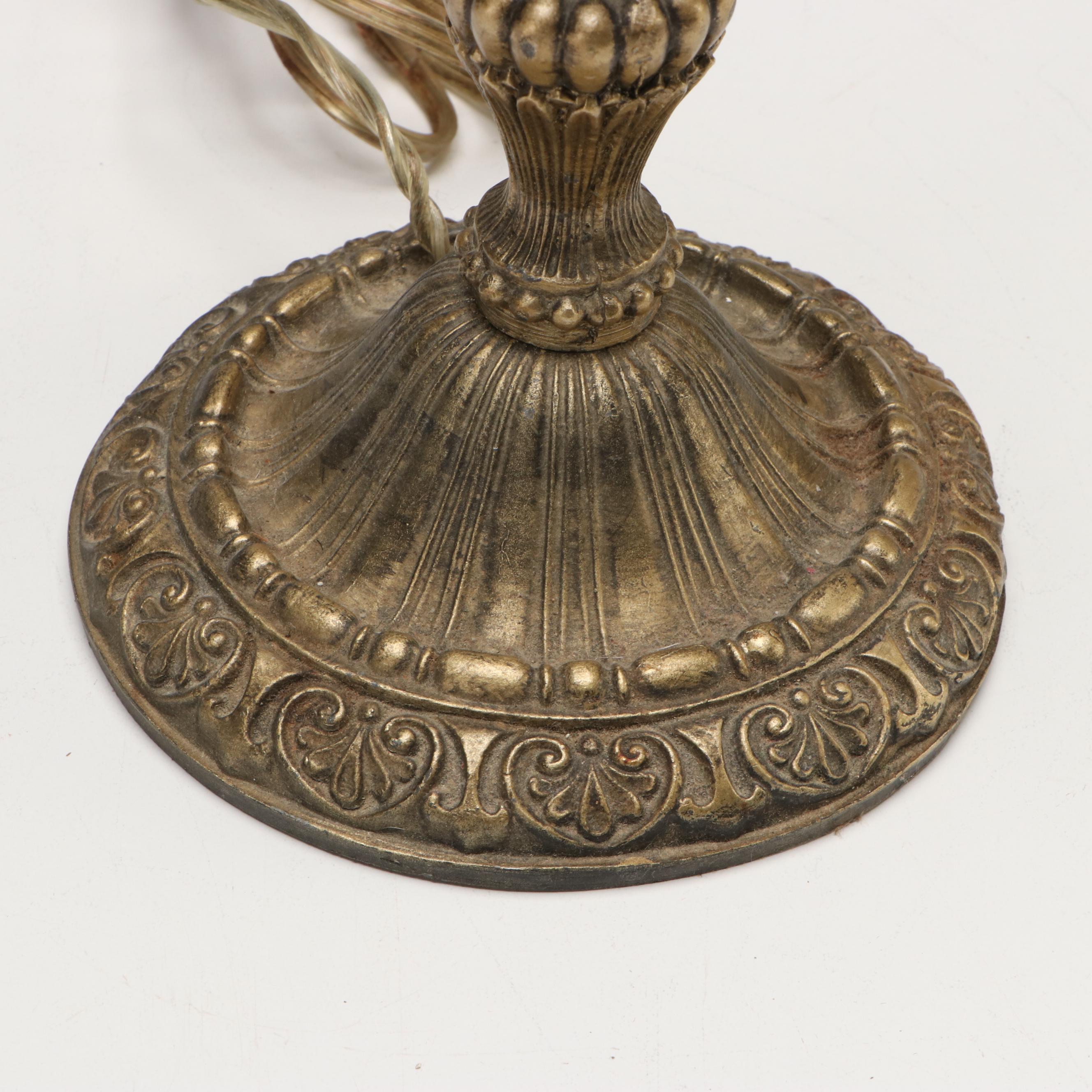 Salem Brothers Art Nouveau Slag Glass Table Lamp, Early 20th Century