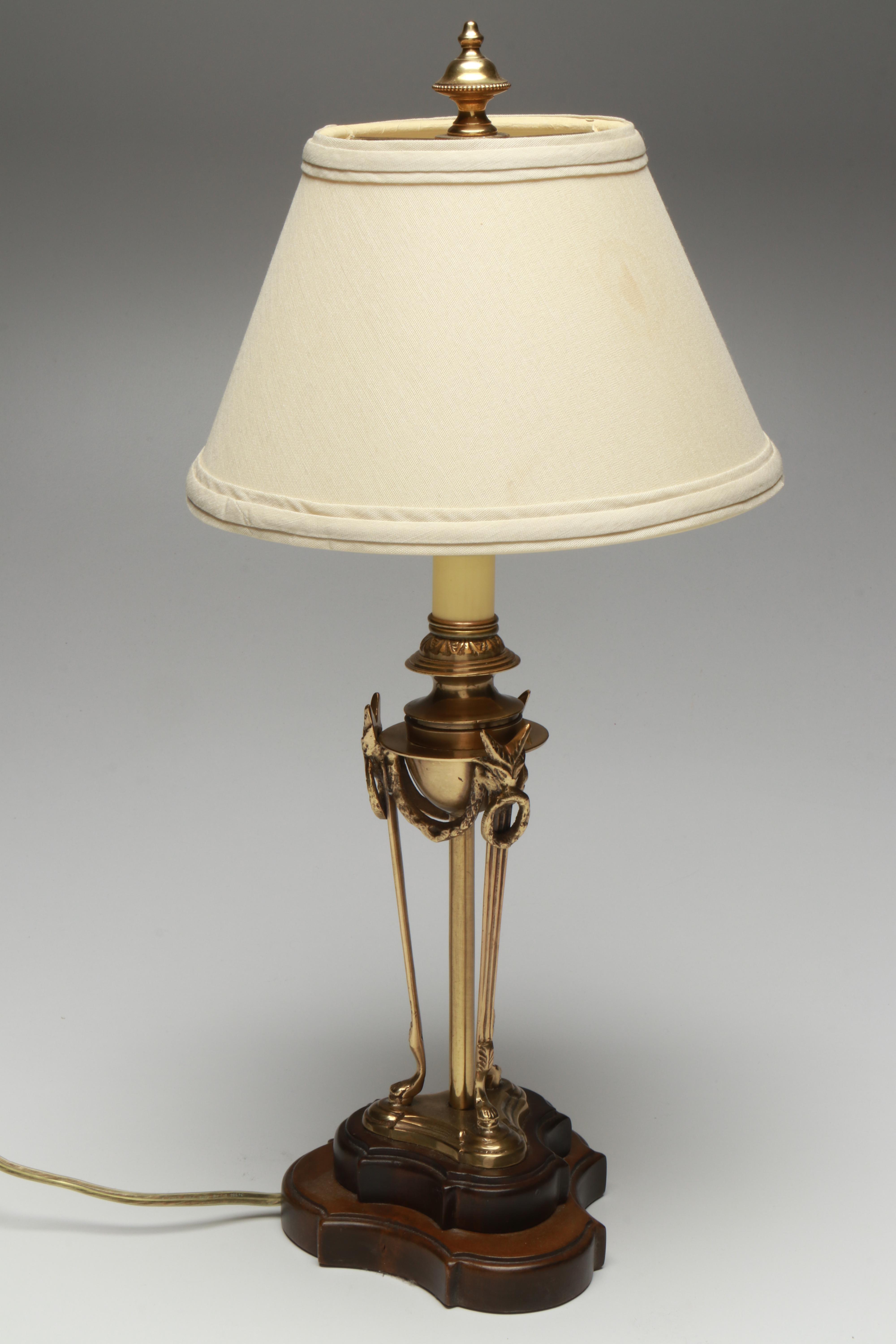 Hollywood Regency Style Table Lamp with Hallmark and Other Metal Boxes