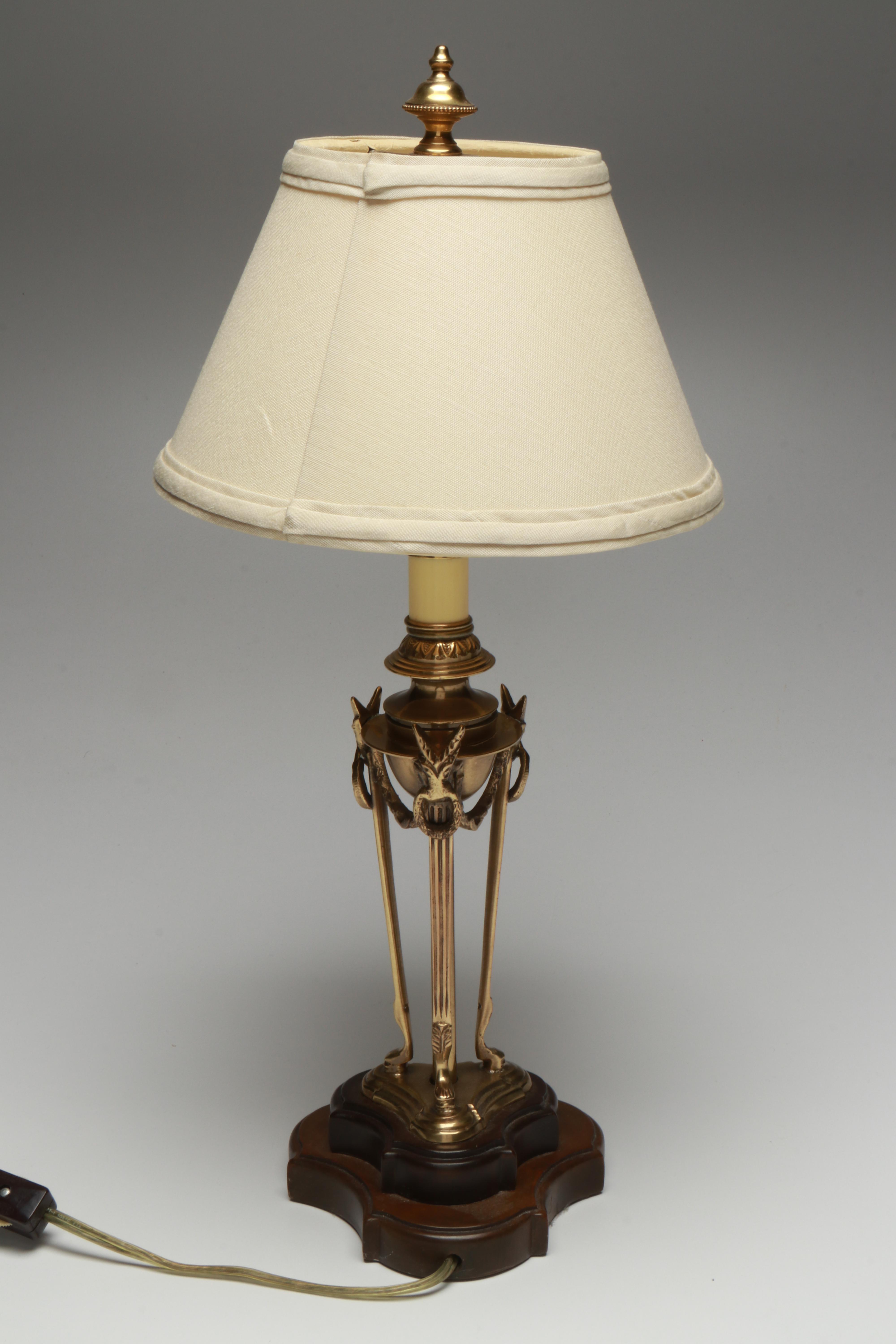Hollywood Regency Style Table Lamp with Hallmark and Other Metal Boxes