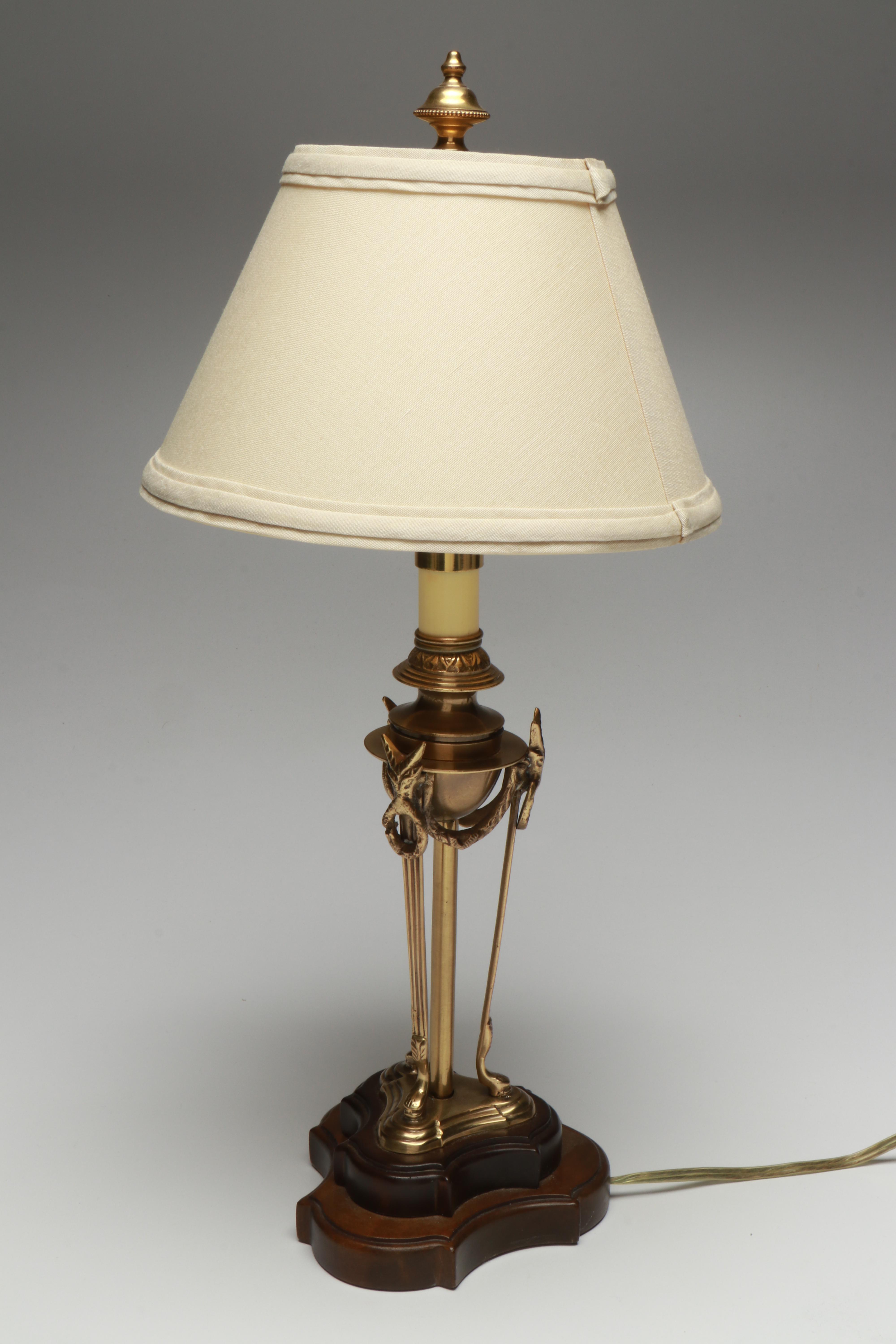 Hollywood Regency Style Table Lamp with Hallmark and Other Metal Boxes