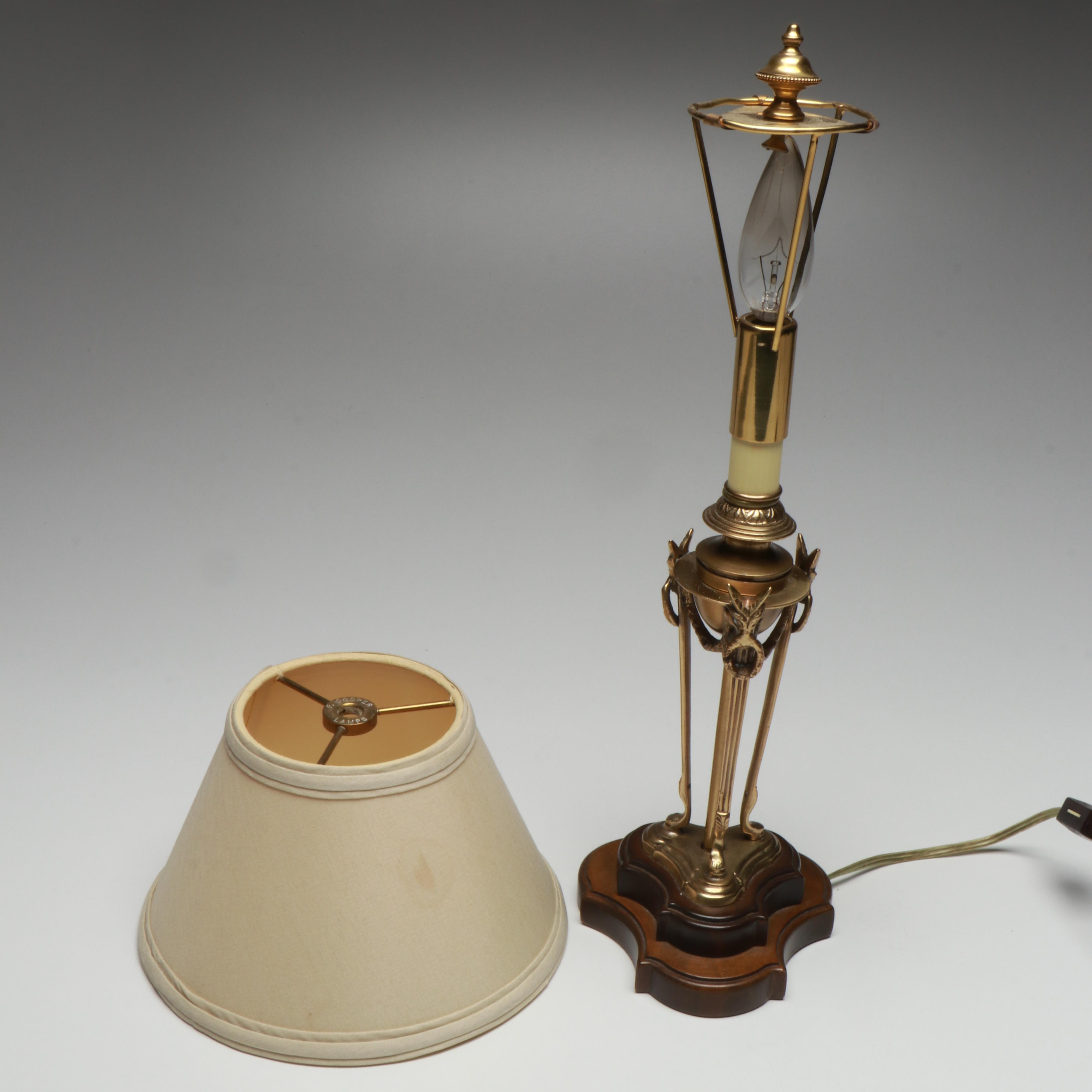 Hollywood Regency Style Table Lamp with Hallmark and Other Metal Boxes