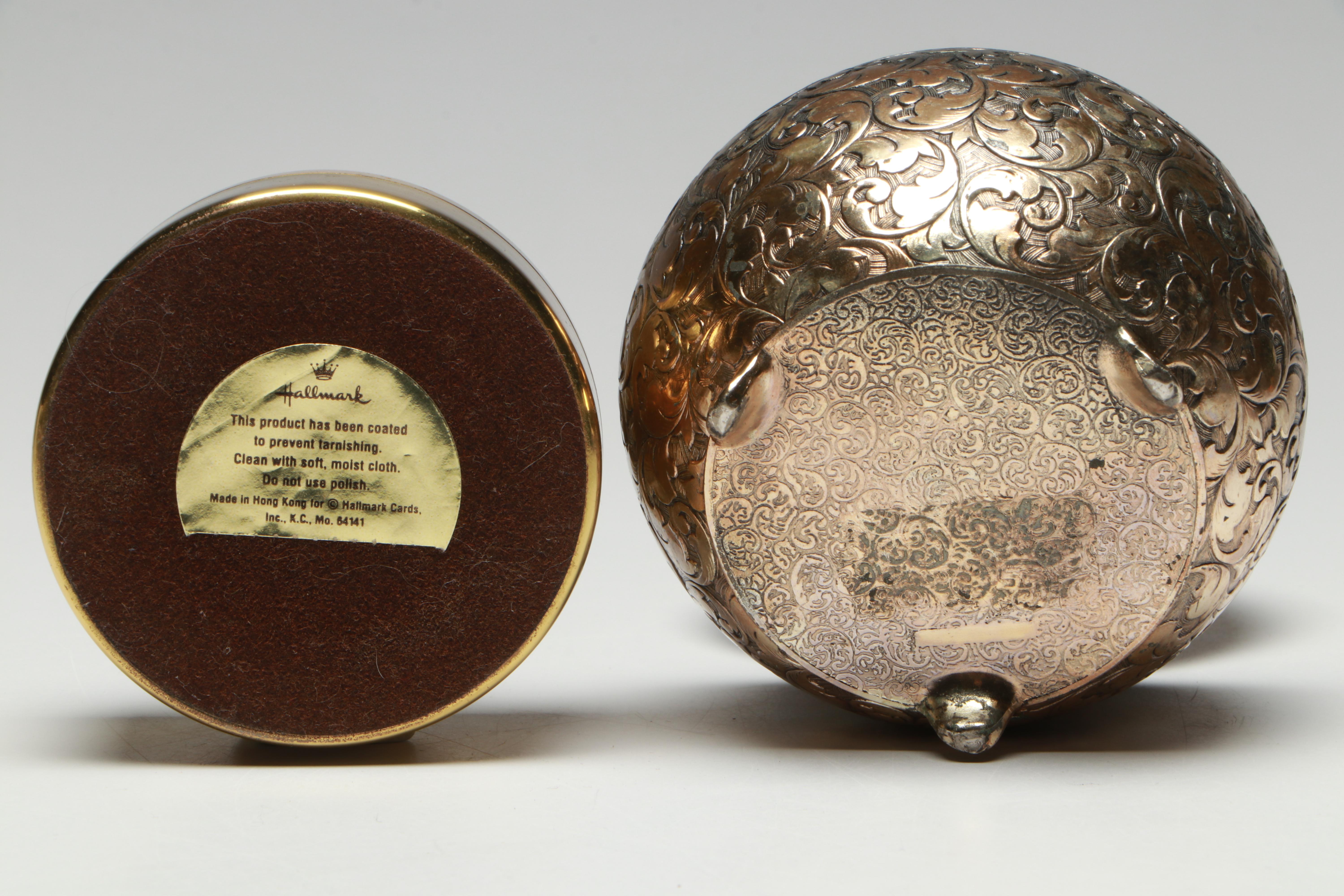 Hollywood Regency Style Table Lamp with Hallmark and Other Metal Boxes