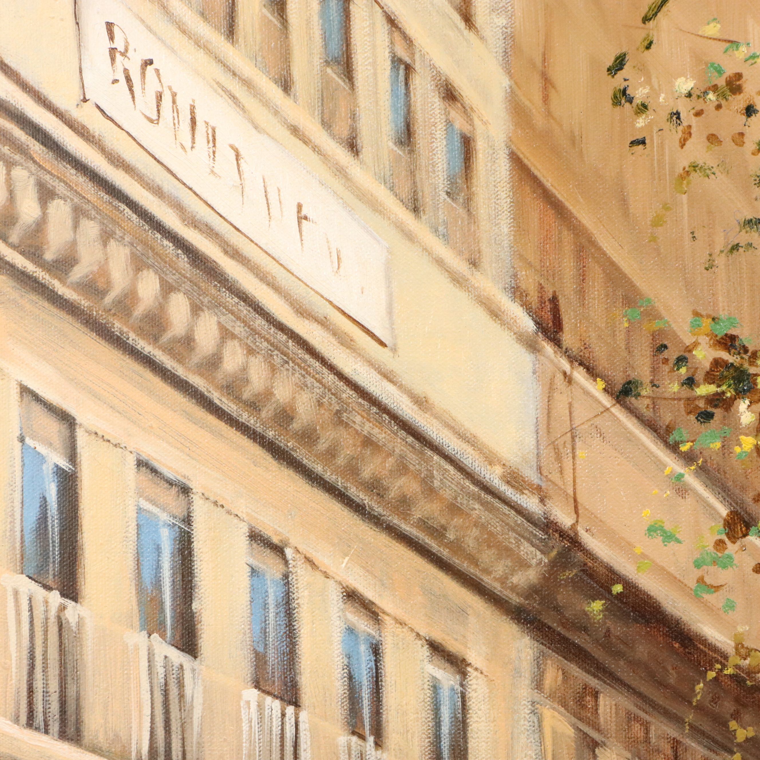 Eugenio Cohaila Acrylic Painting of Parisian Street Scene, 21st Century