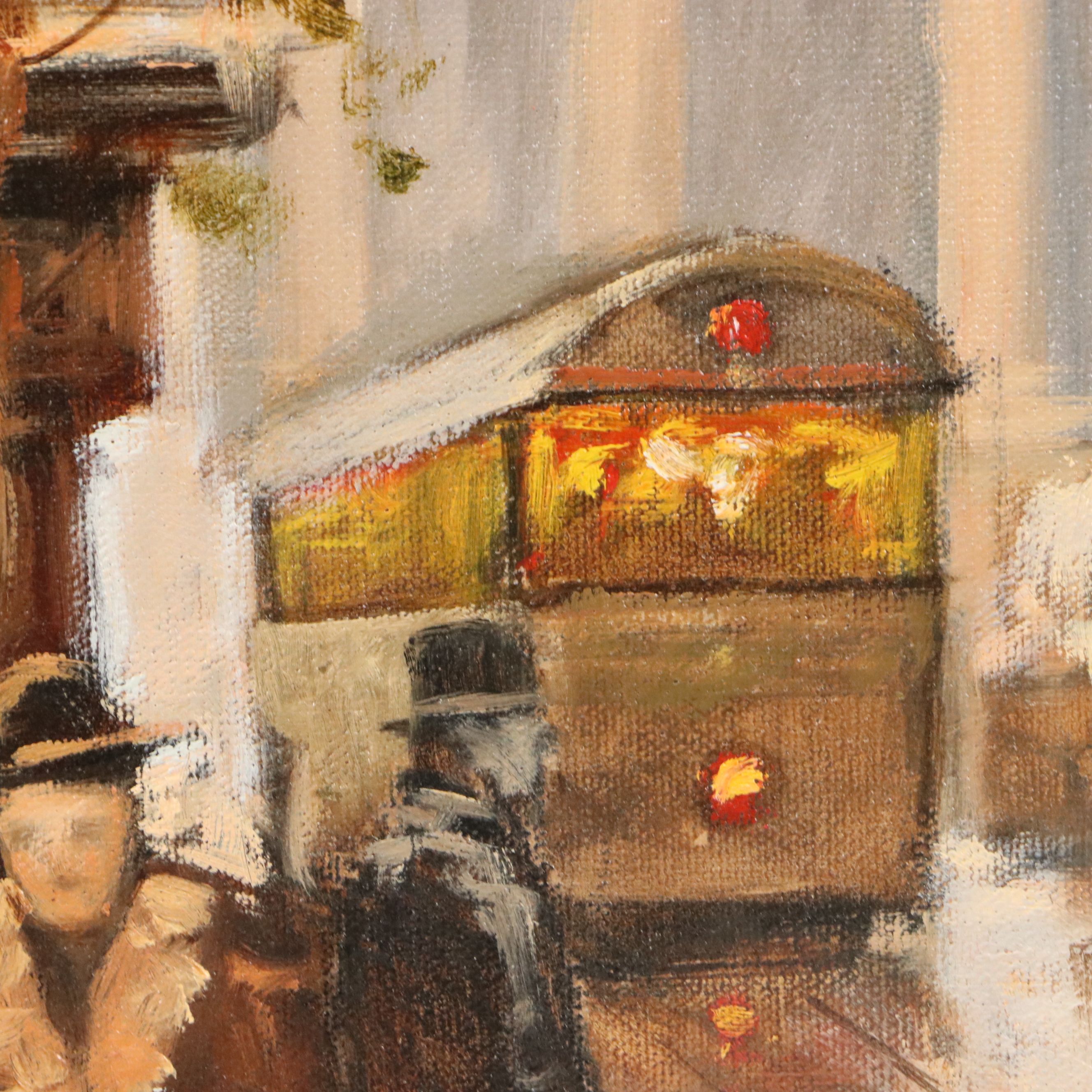 Eugenio Cohaila Acrylic Painting of Parisian Street Scene, 21st Century