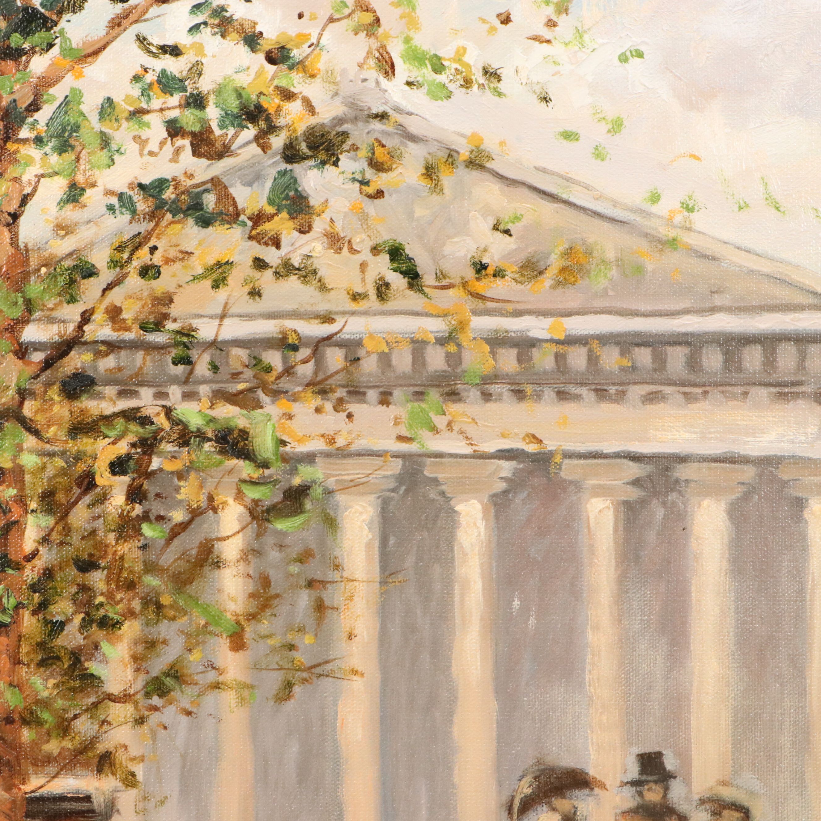 Eugenio Cohaila Acrylic Painting of Parisian Street Scene, 21st Century