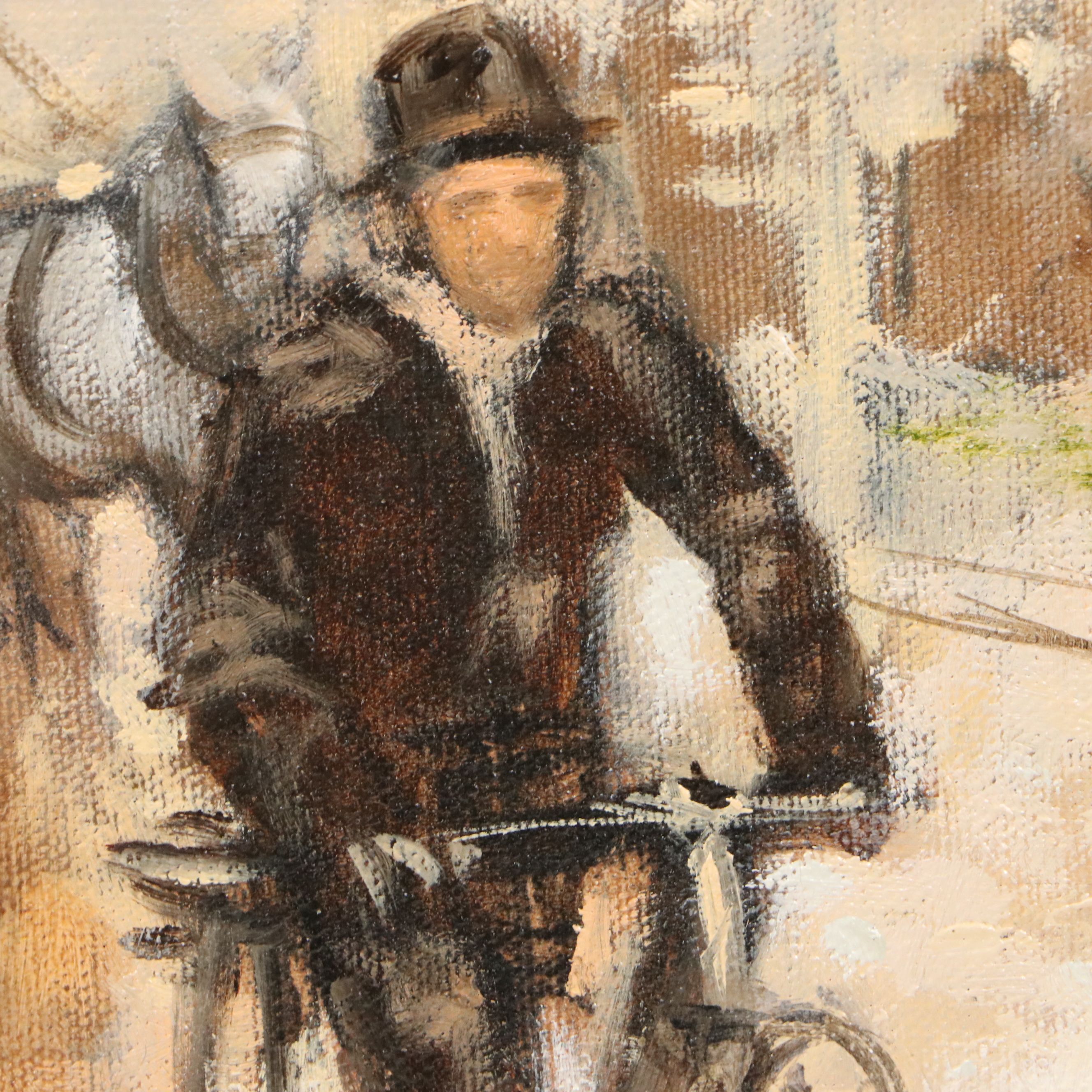 Eugenio Cohaila Acrylic Painting of Parisian Street Scene, 21st Century