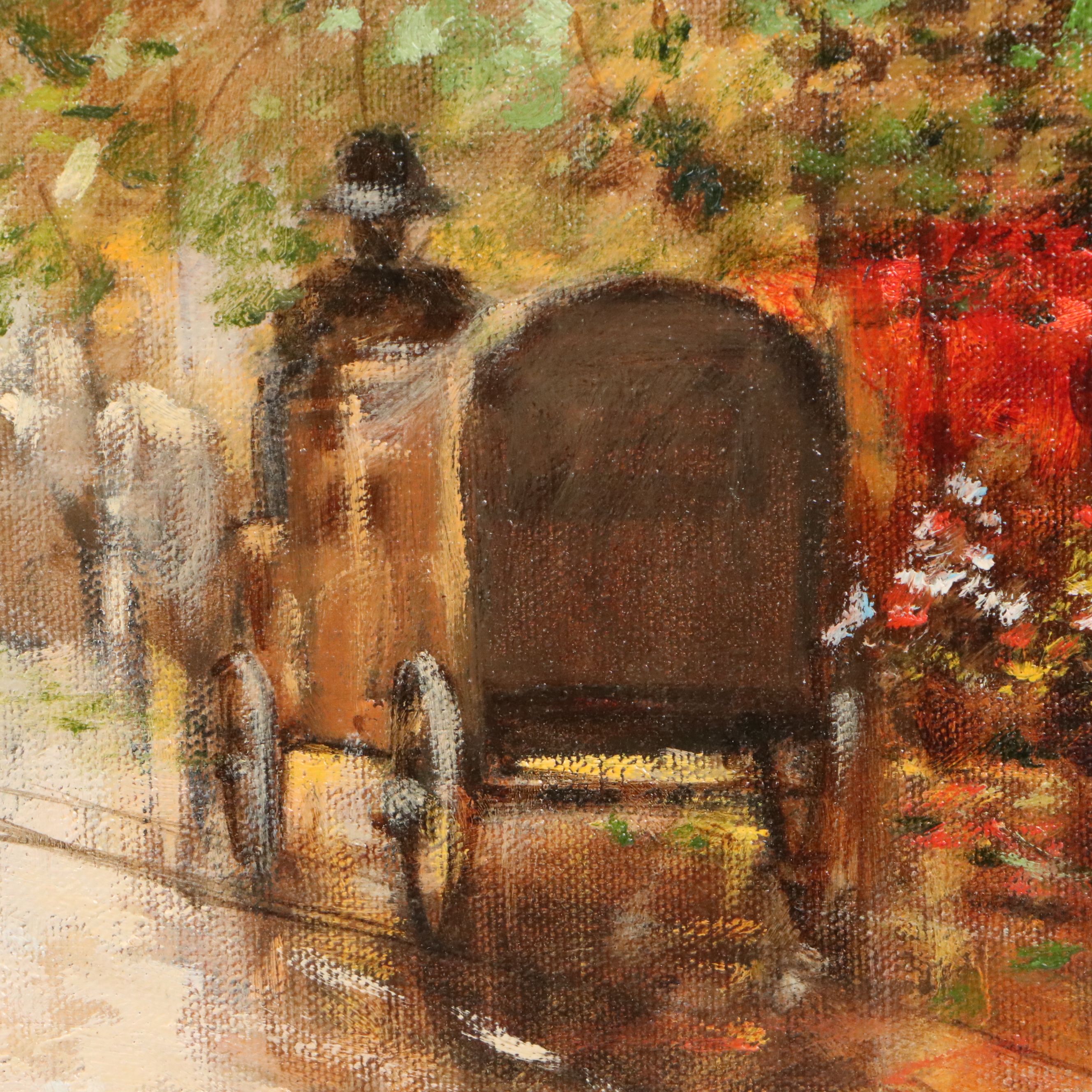 Eugenio Cohaila Acrylic Painting of Parisian Street Scene, 21st Century