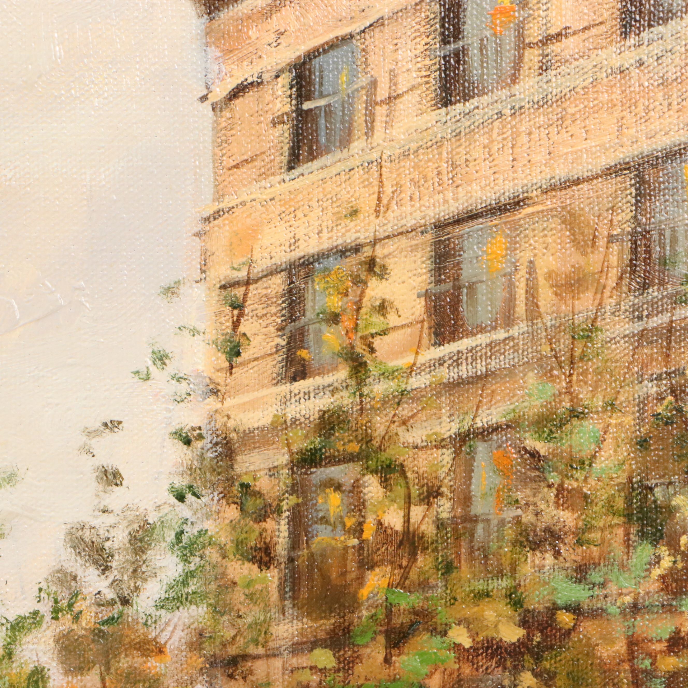 Eugenio Cohaila Acrylic Painting of Parisian Street Scene, 21st Century