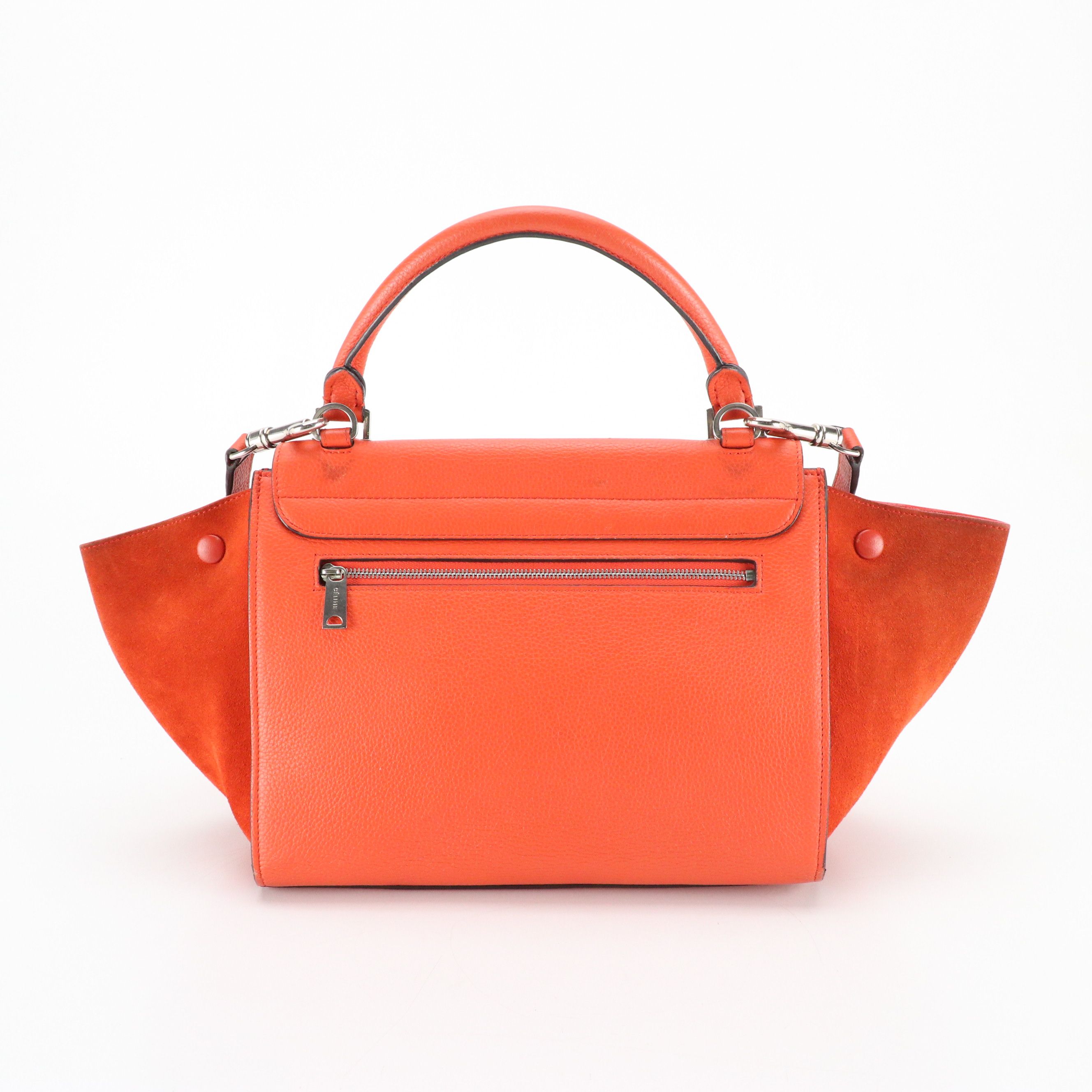 Céline Medium Trapeze Two-Way Bag in Red Grained Leather and Suede