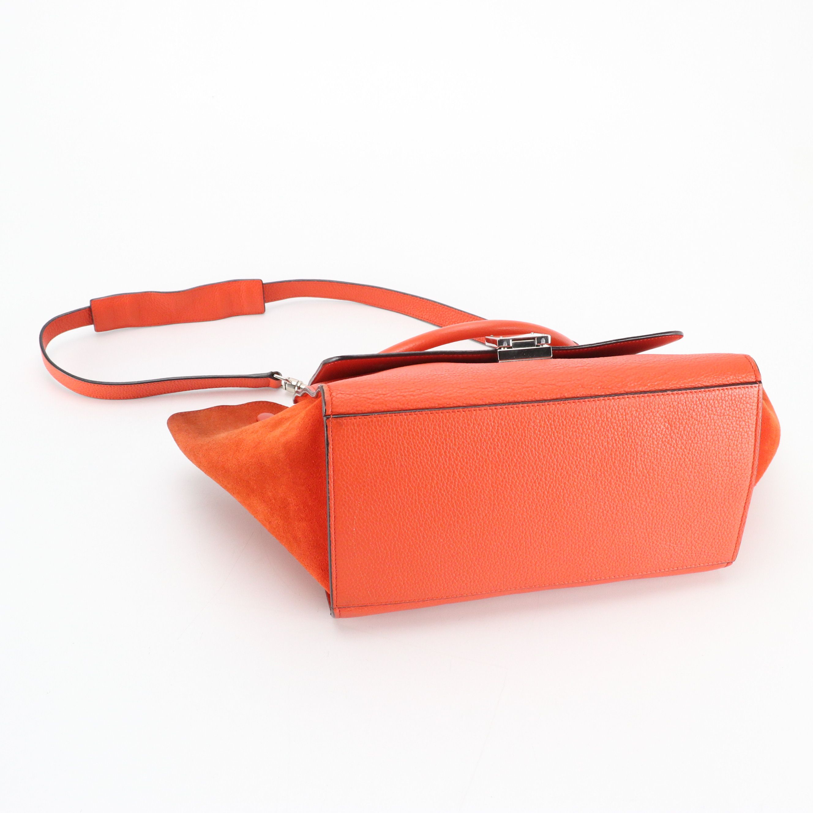 Céline Medium Trapeze Two-Way Bag in Red Grained Leather and Suede