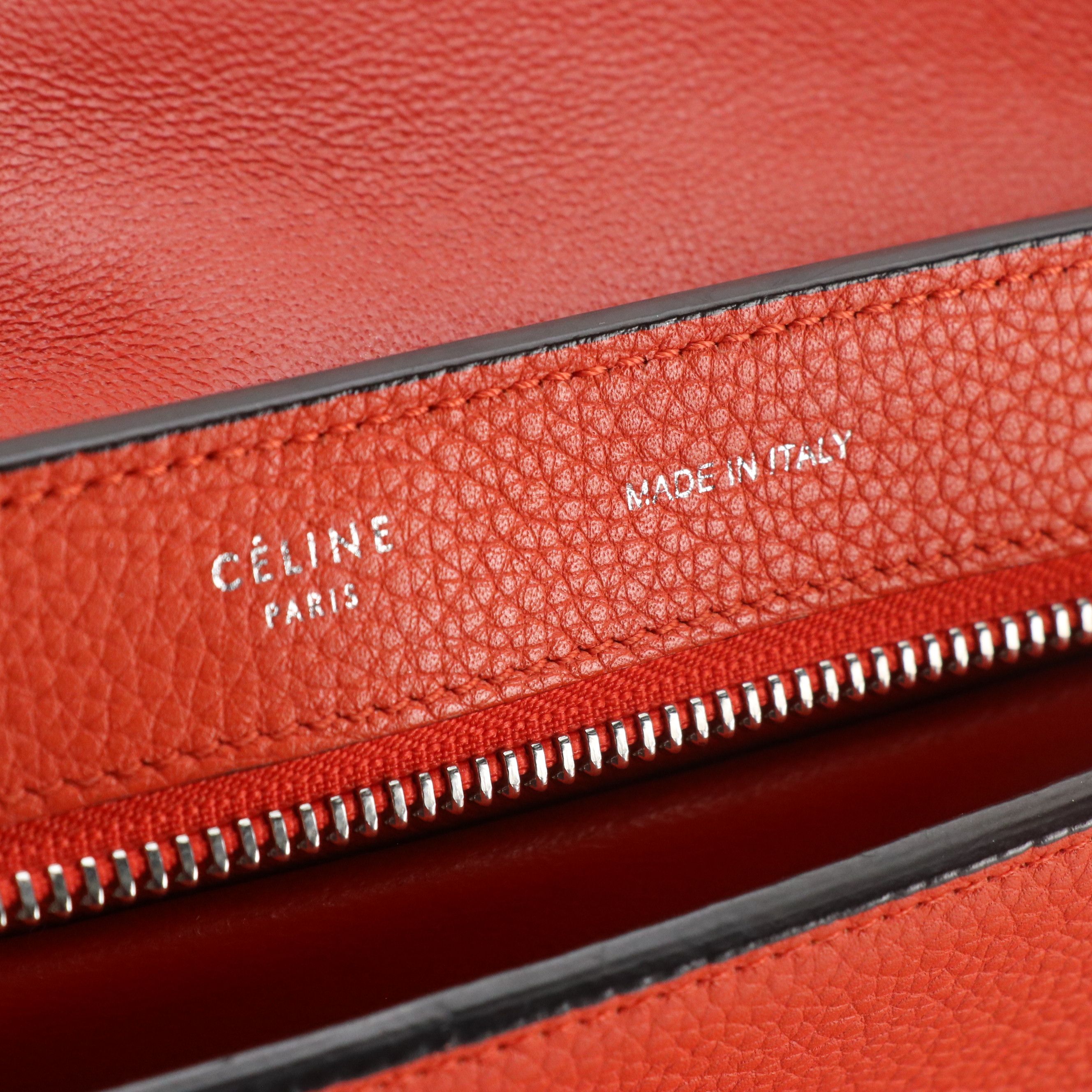 Céline Medium Trapeze Two-Way Bag in Red Grained Leather and Suede