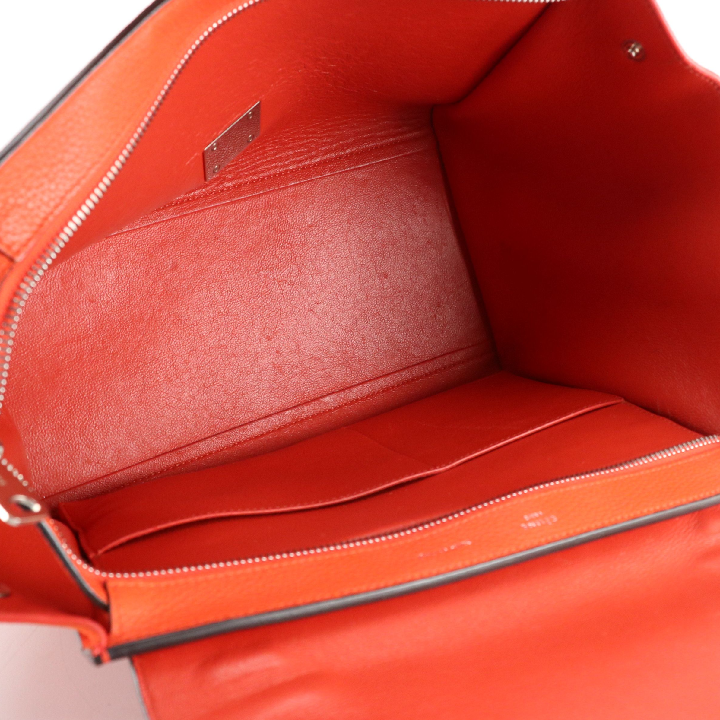 Céline Medium Trapeze Two-Way Bag in Red Grained Leather and Suede