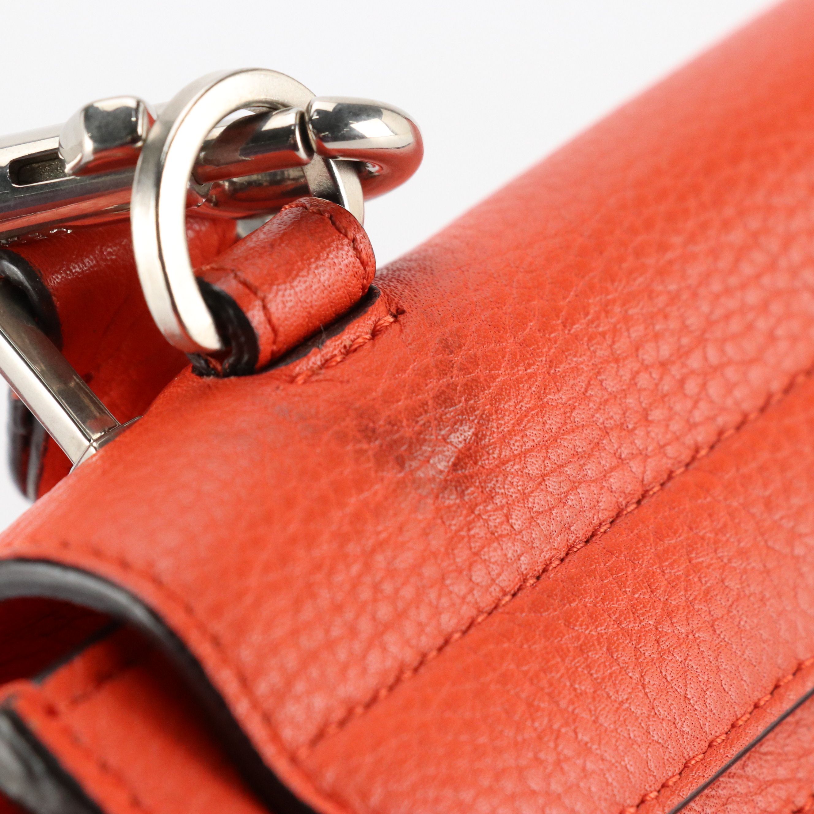 Céline Medium Trapeze Two-Way Bag in Red Grained Leather and Suede