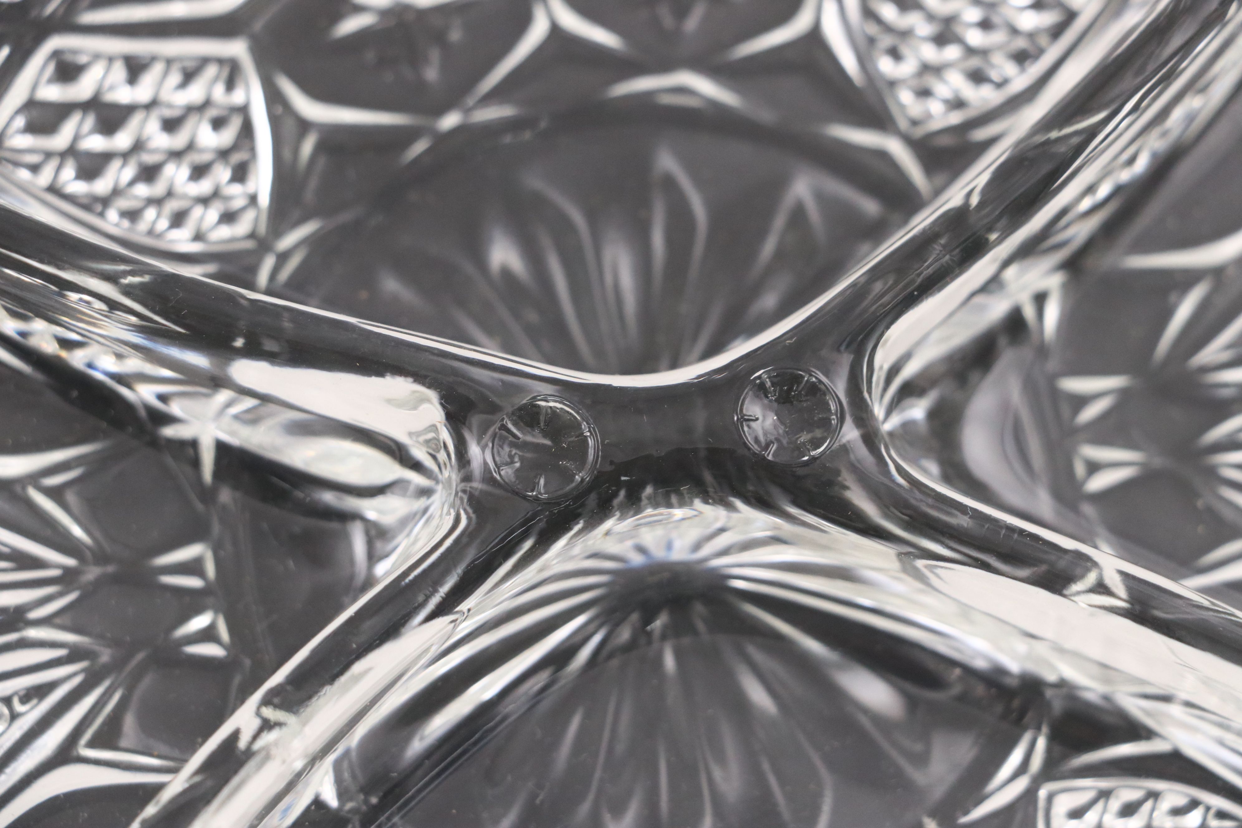 Glass Pedestal Bowls and Glass Divided Dish with Silver Finish Holder