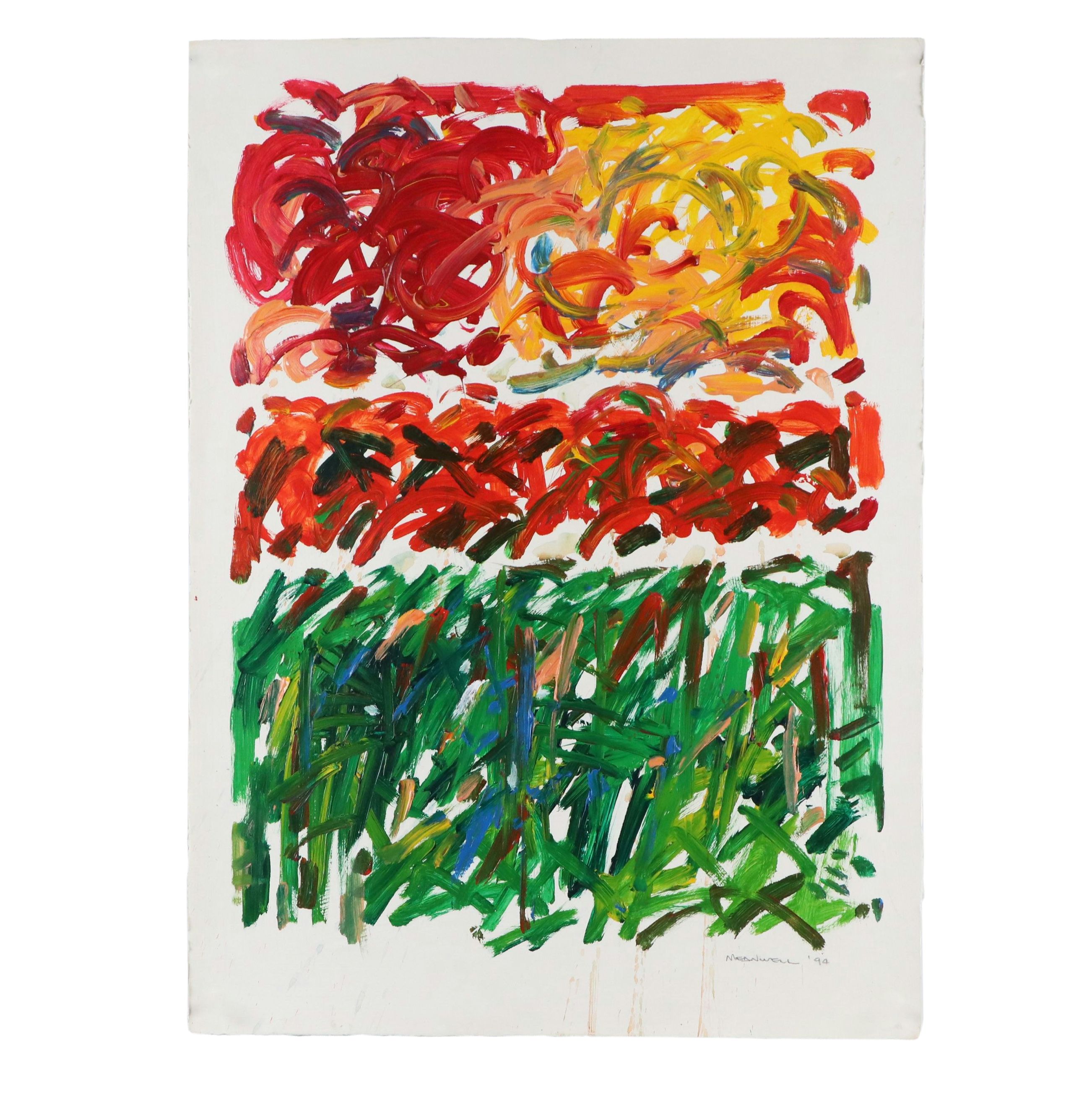 Jack Meanwell Acrylic Painting: Abstract Expressionist, 1994