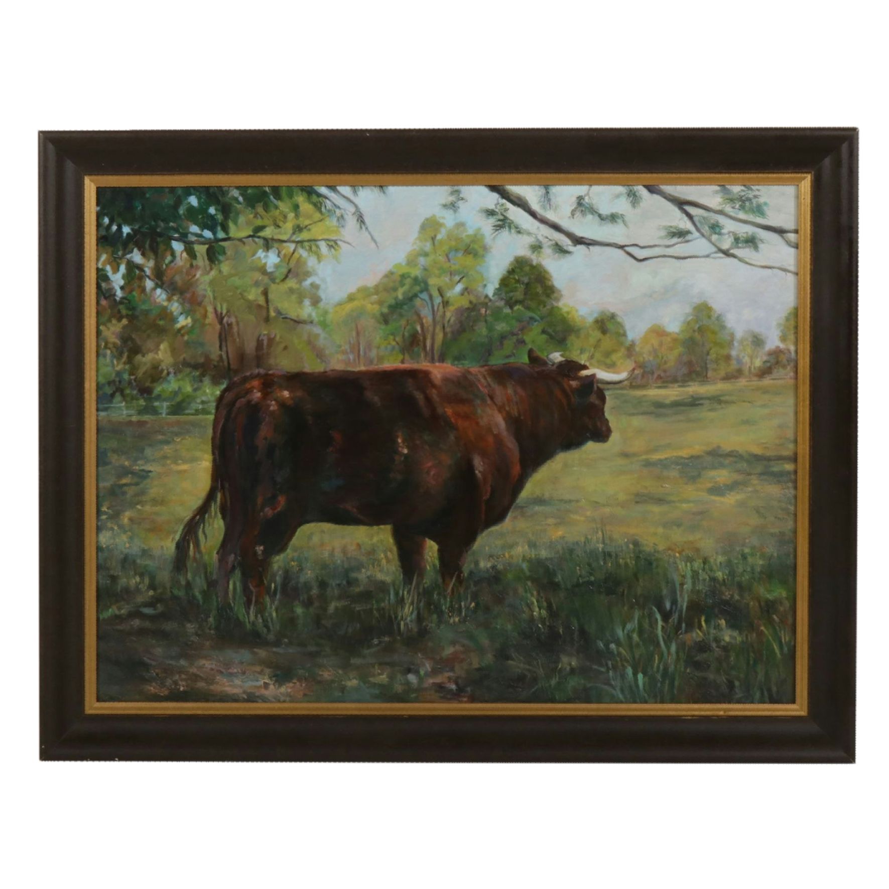 Diane Corman Oil Painting "Lone Bull", Late 20th to Early 21st Century