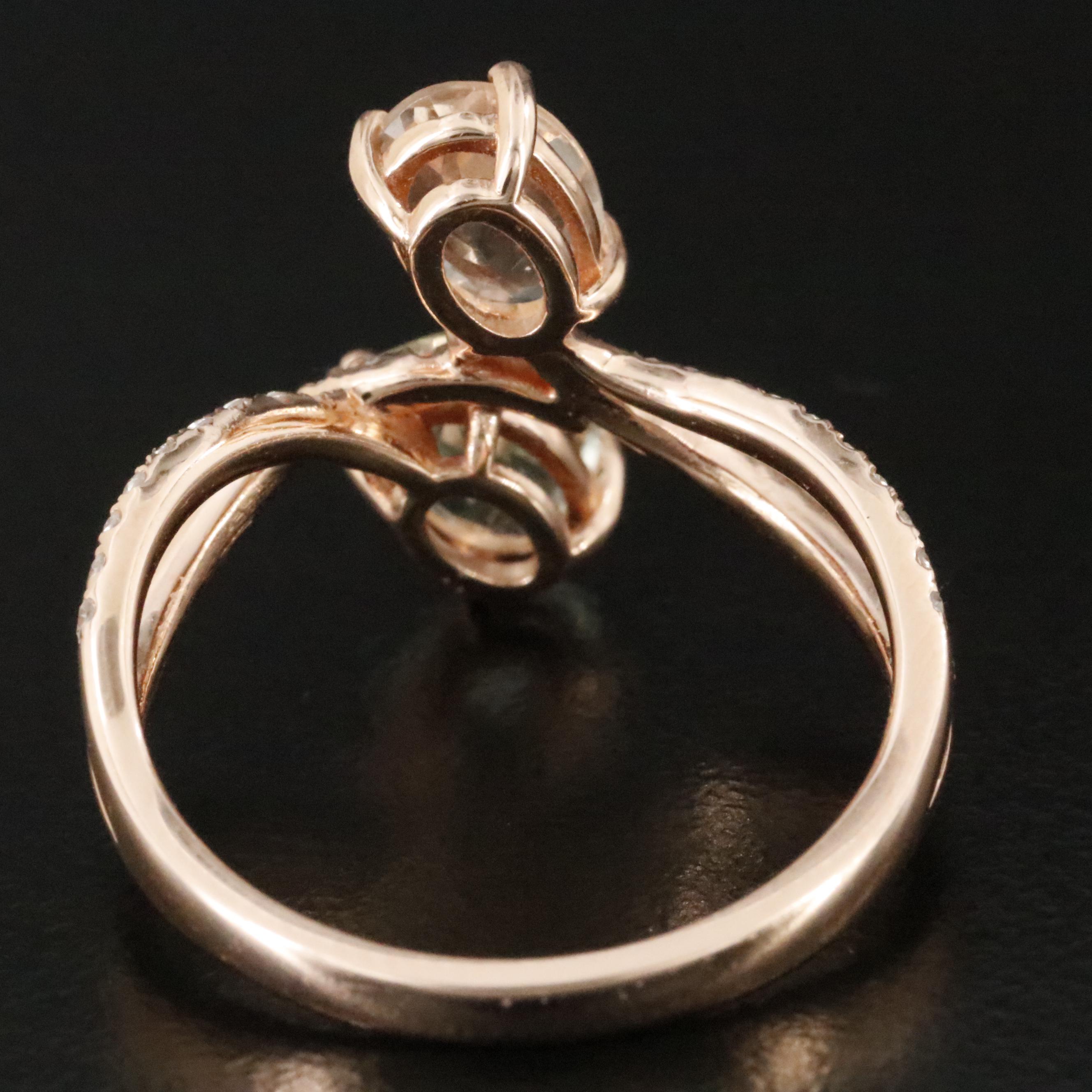 EFFY 14K Rose Gold Morganite, Prasiolite and Diamond Toi et Moi Ring