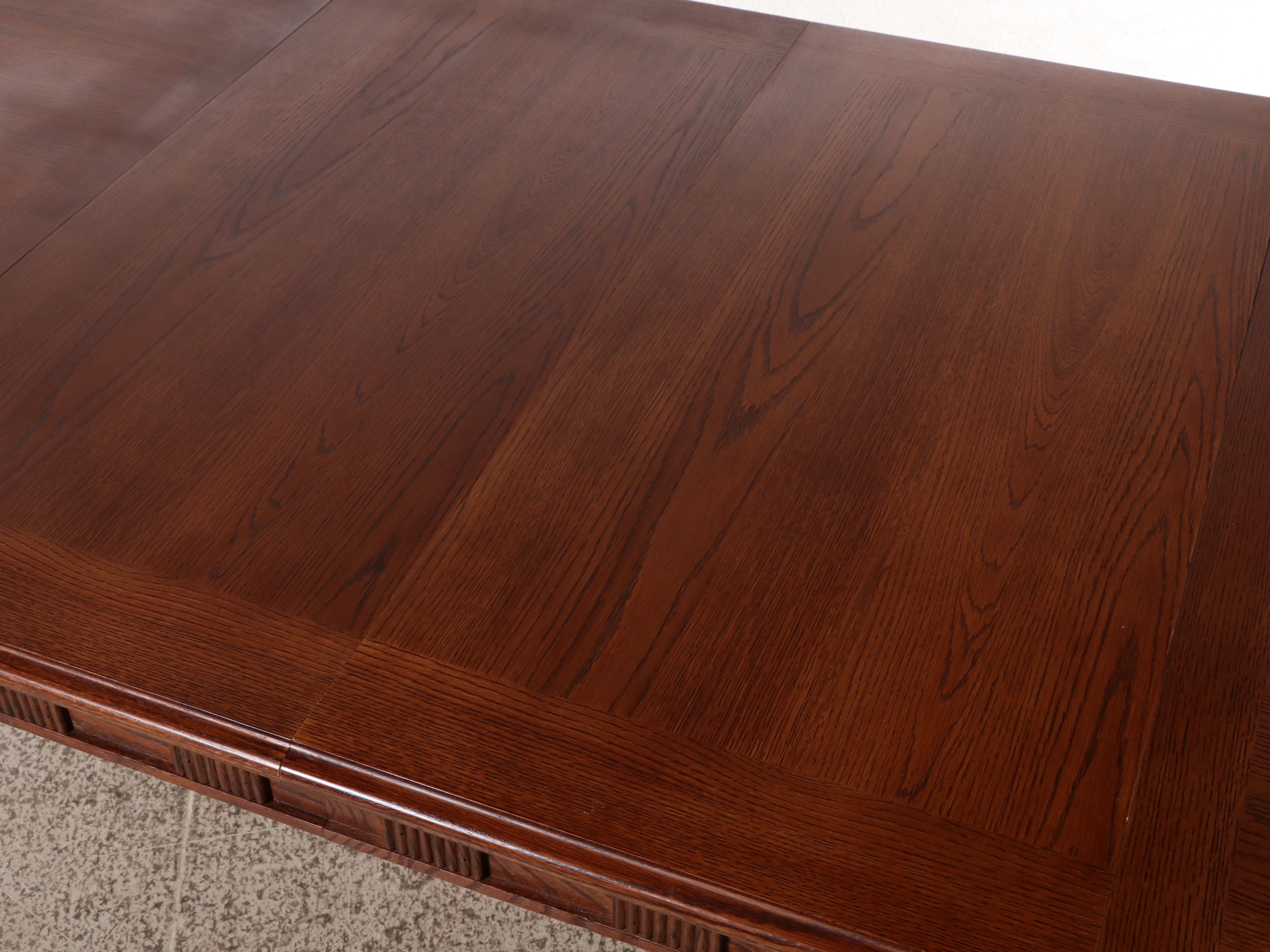 Victorian Style Carved Oak Extending Dining Table