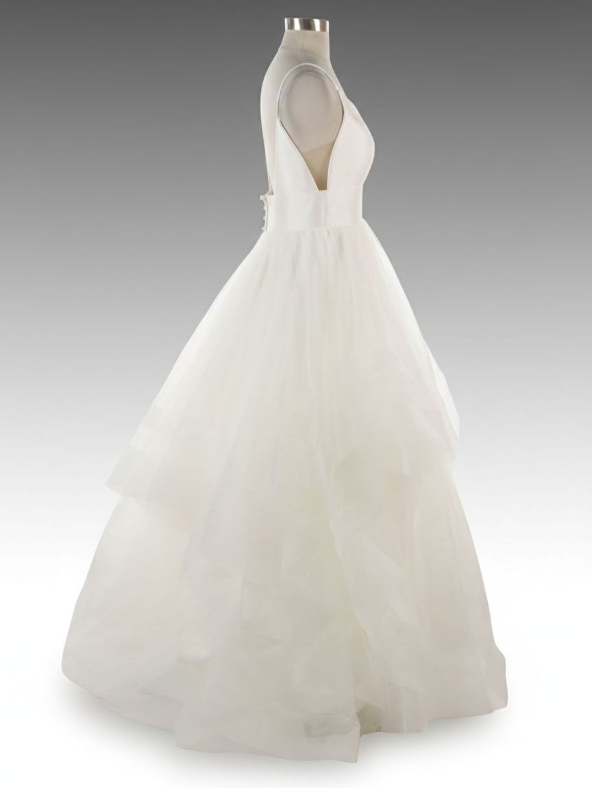 Stella York Ivory Tiered Tulle V-Neck Ballgown Style Bridal Dress