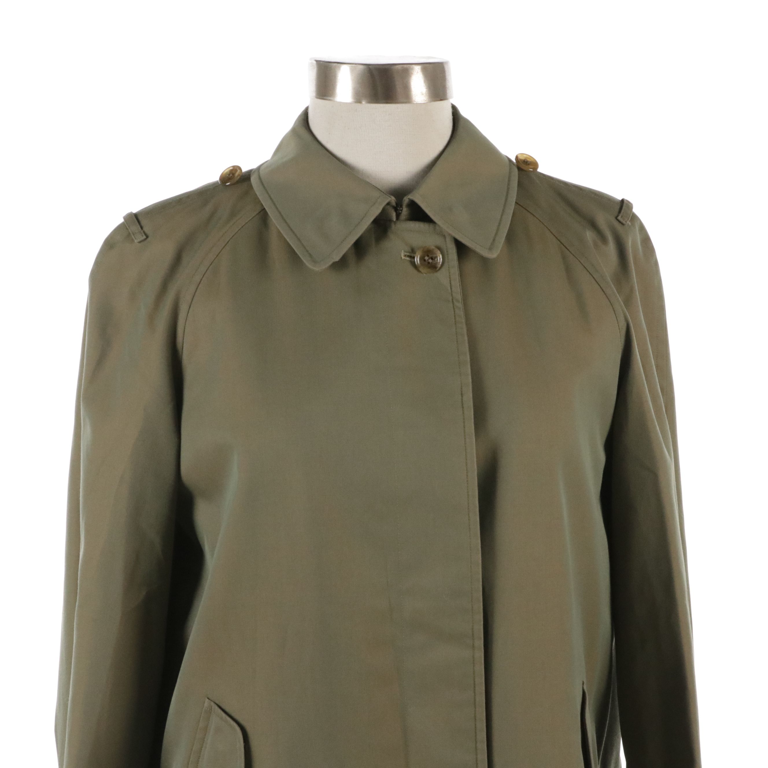 Burberrys Single-Breasted Trench Coat in Iridescent Gabardine with Wool Liner