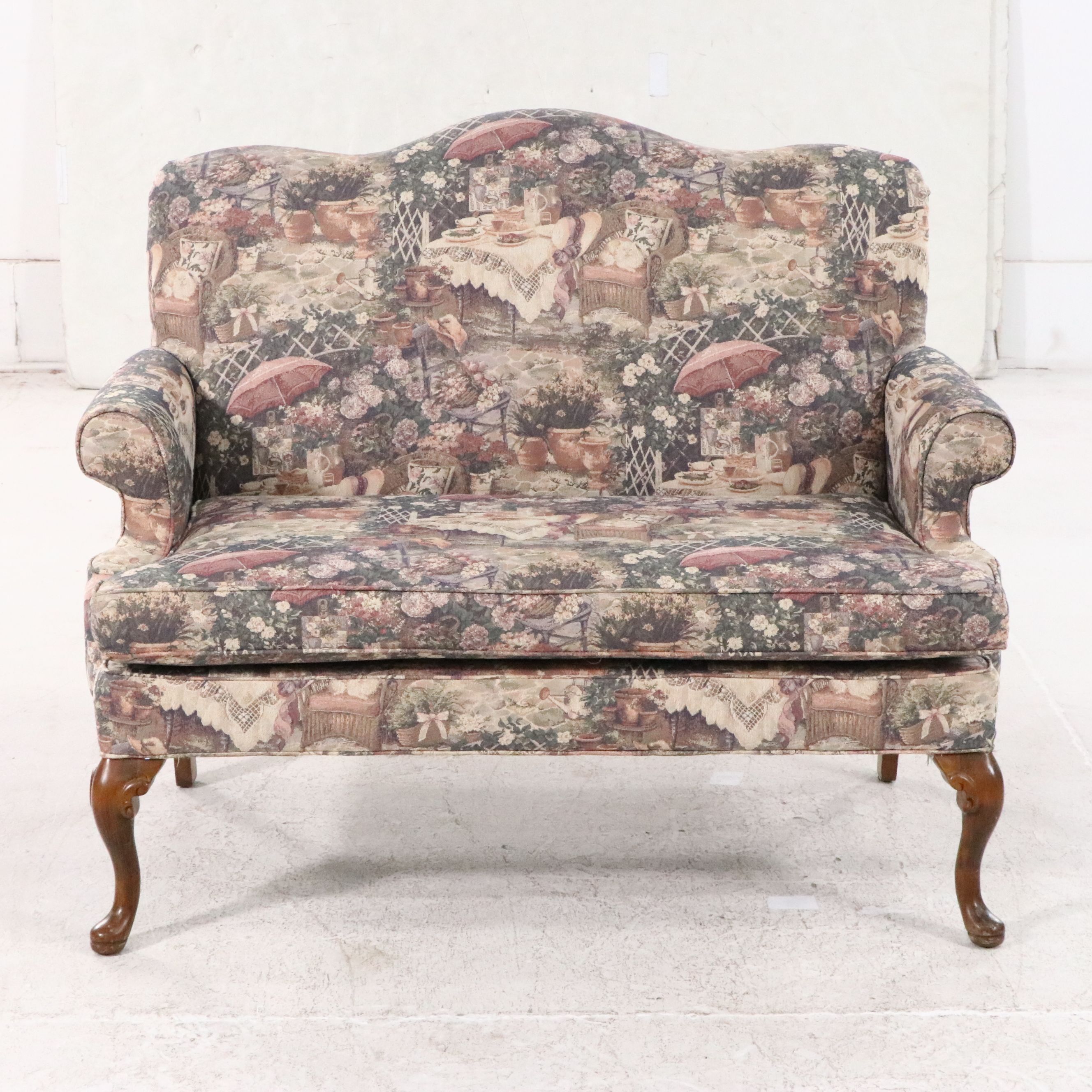 Pembrook Corp. Queen Anne Style Upholstered Loveseat