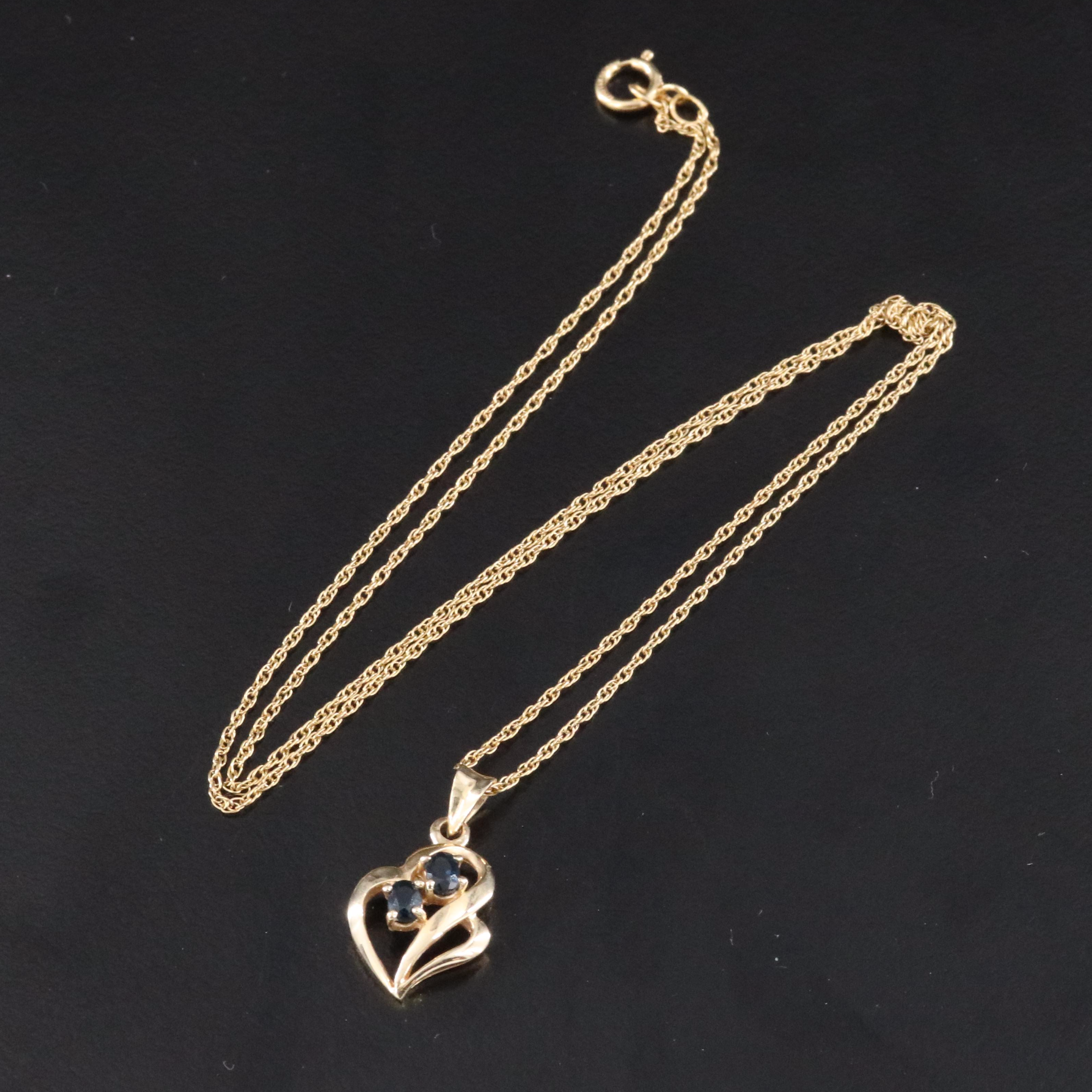 14K Sapphire Pendant with Gold Filled Chain