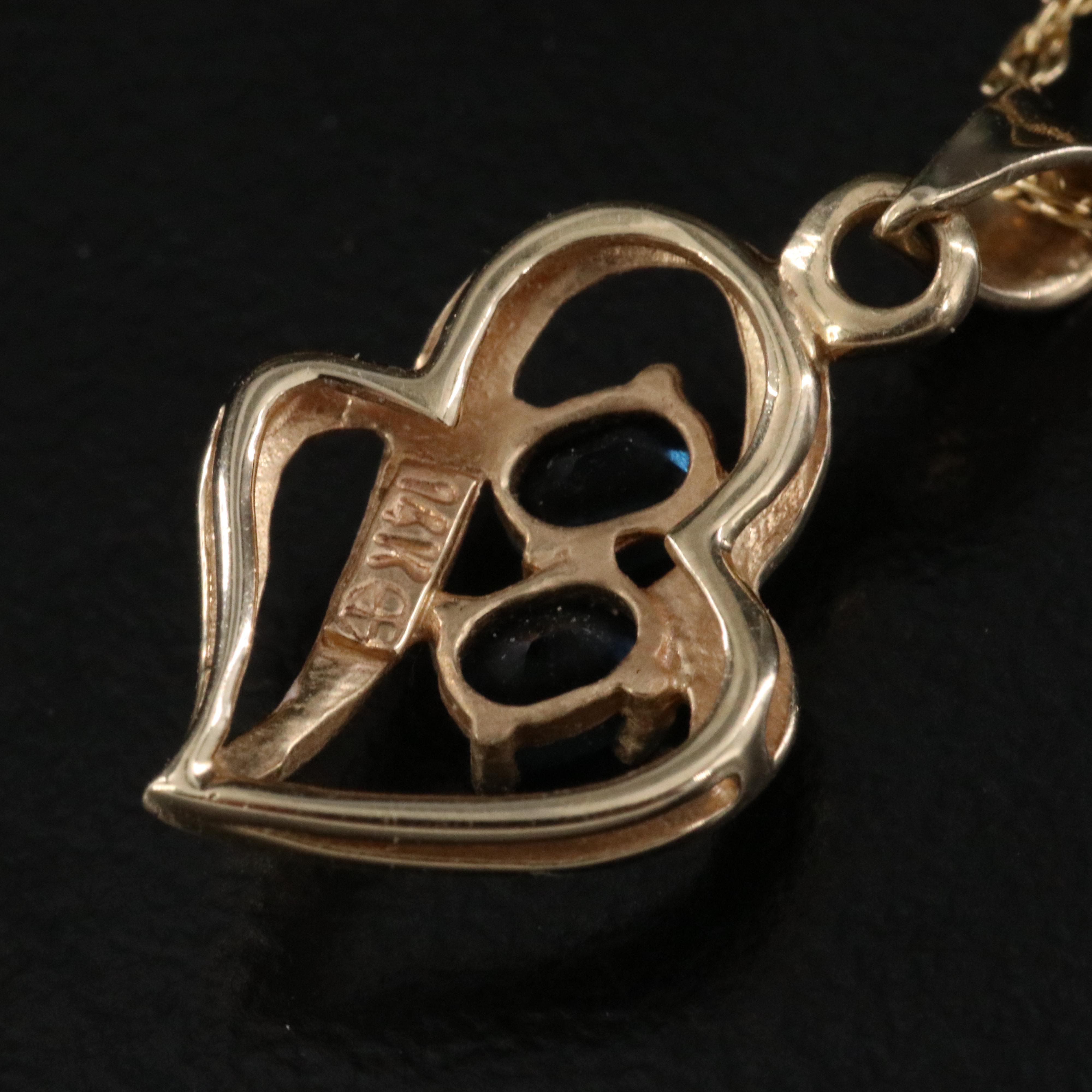 14K Sapphire Pendant with Gold Filled Chain